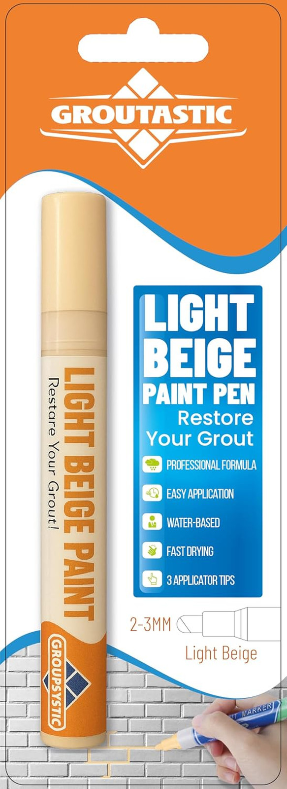 Grout Pen – Light Beige – Tile Grout Paint & Repair Pen for Bathroom & Kitchen,