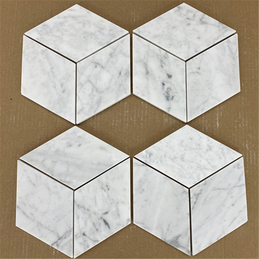 C56H Carrara Marble Diamond Tile Honed 4×8 Rhomboid Venato Carrera