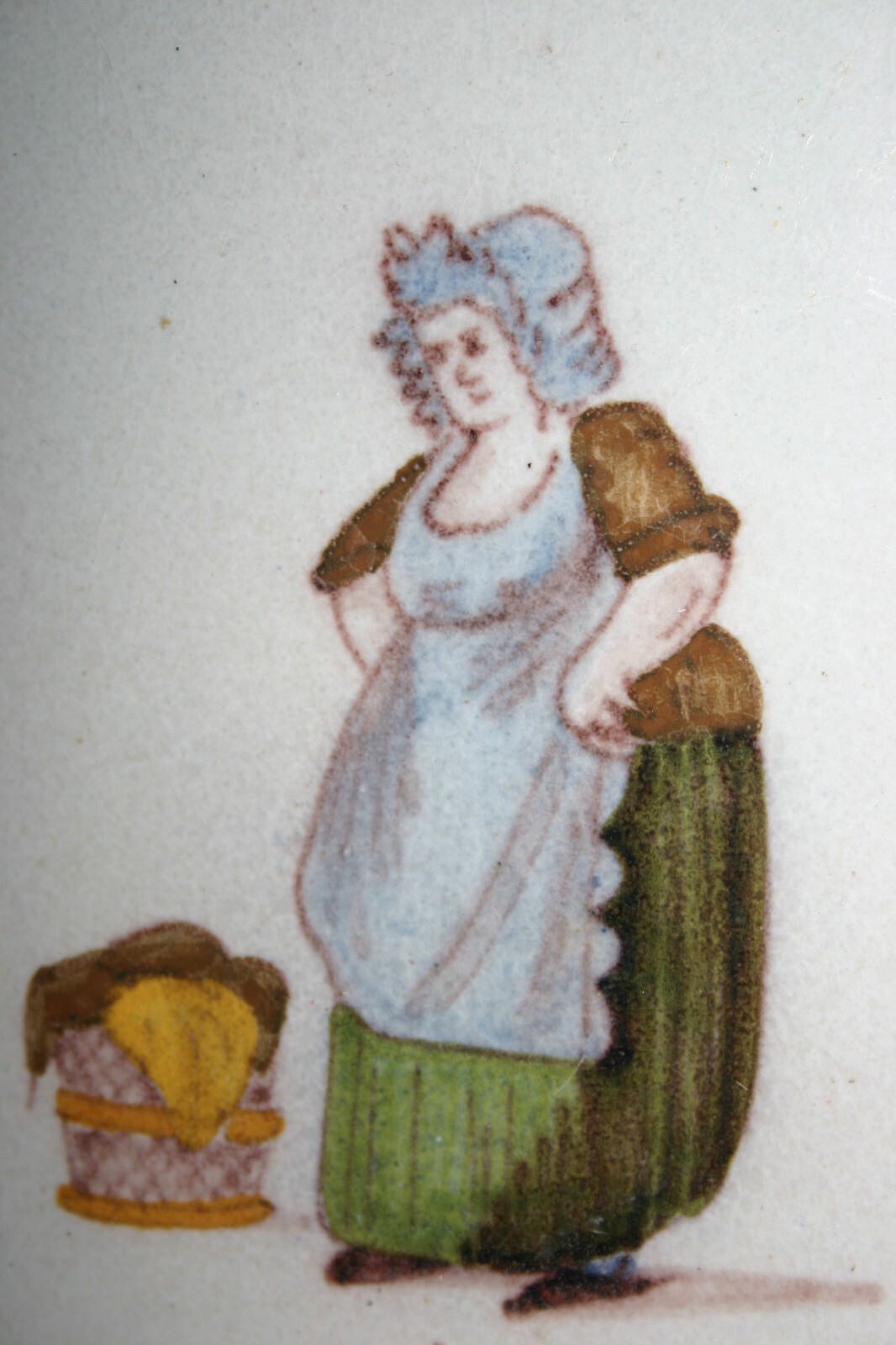 Vintage Ceramic Tile Art Talavera Trivet Wash woman Germany? D