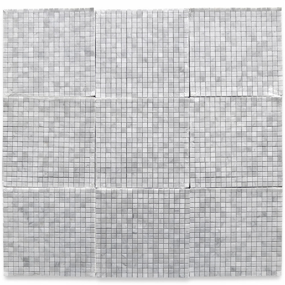 C22XP 5/8×5/8 Square Mosaic Tile Carrara White Marble Polished Venato Bianco