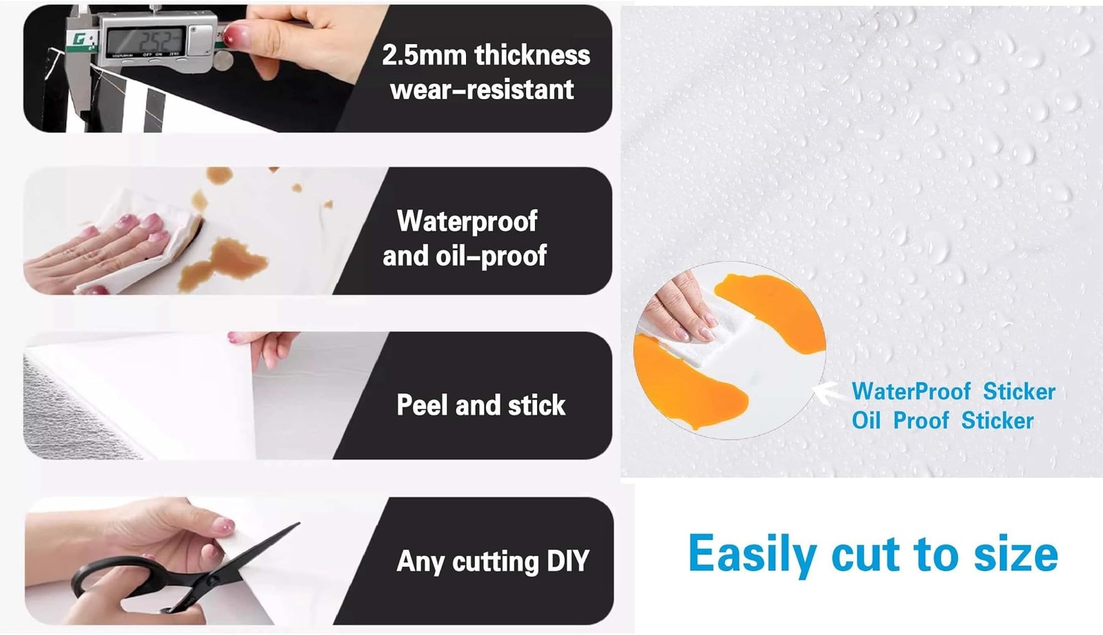 10-Sheet Peel and Stick Backsplash Marble Look 12″X12″ Self Adhesive Wall Til…