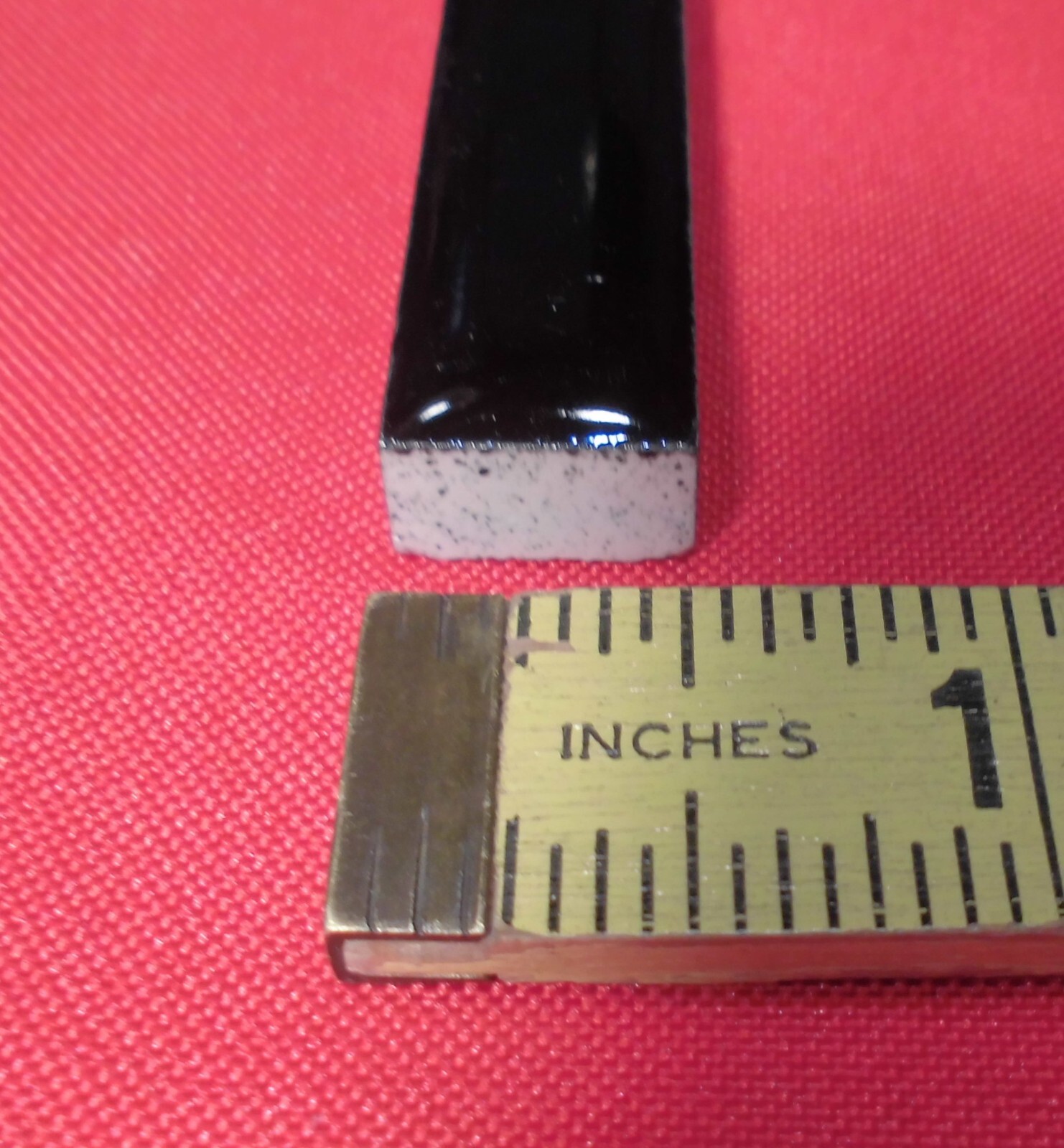 Gloss Dark Black Ceramic Liner-Sizzle Tile 1/2″ X 6″ American Olean, made 1960’s
