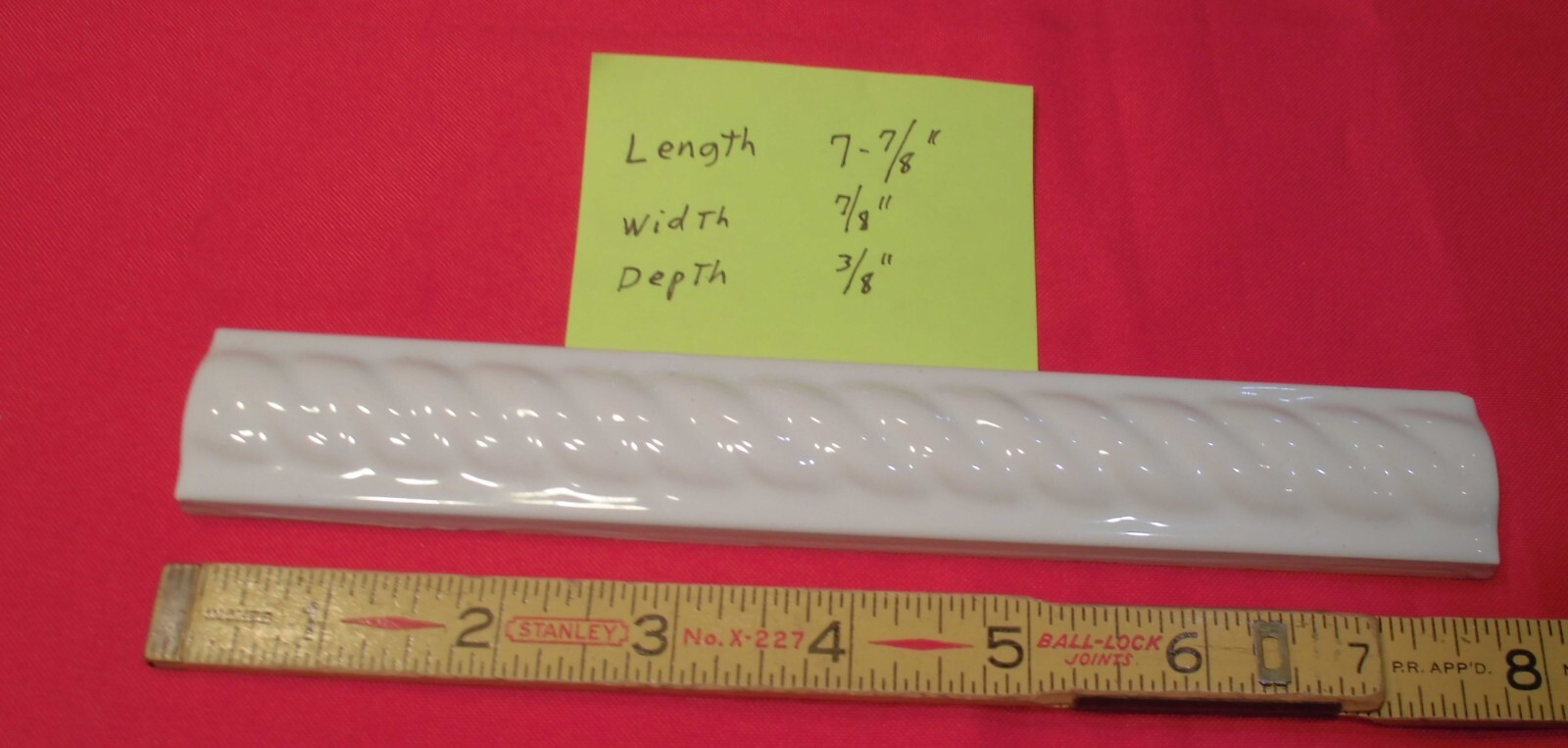 1 pc. Brilliant White: Glossy Ceramic Tile: Liner – Sizzle: 7-7/8″ X 7/8″ Rope