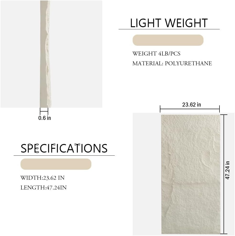 3D Faux Stone Wall Panels – 4-Pack Waterproof Lightweight Interior Decor