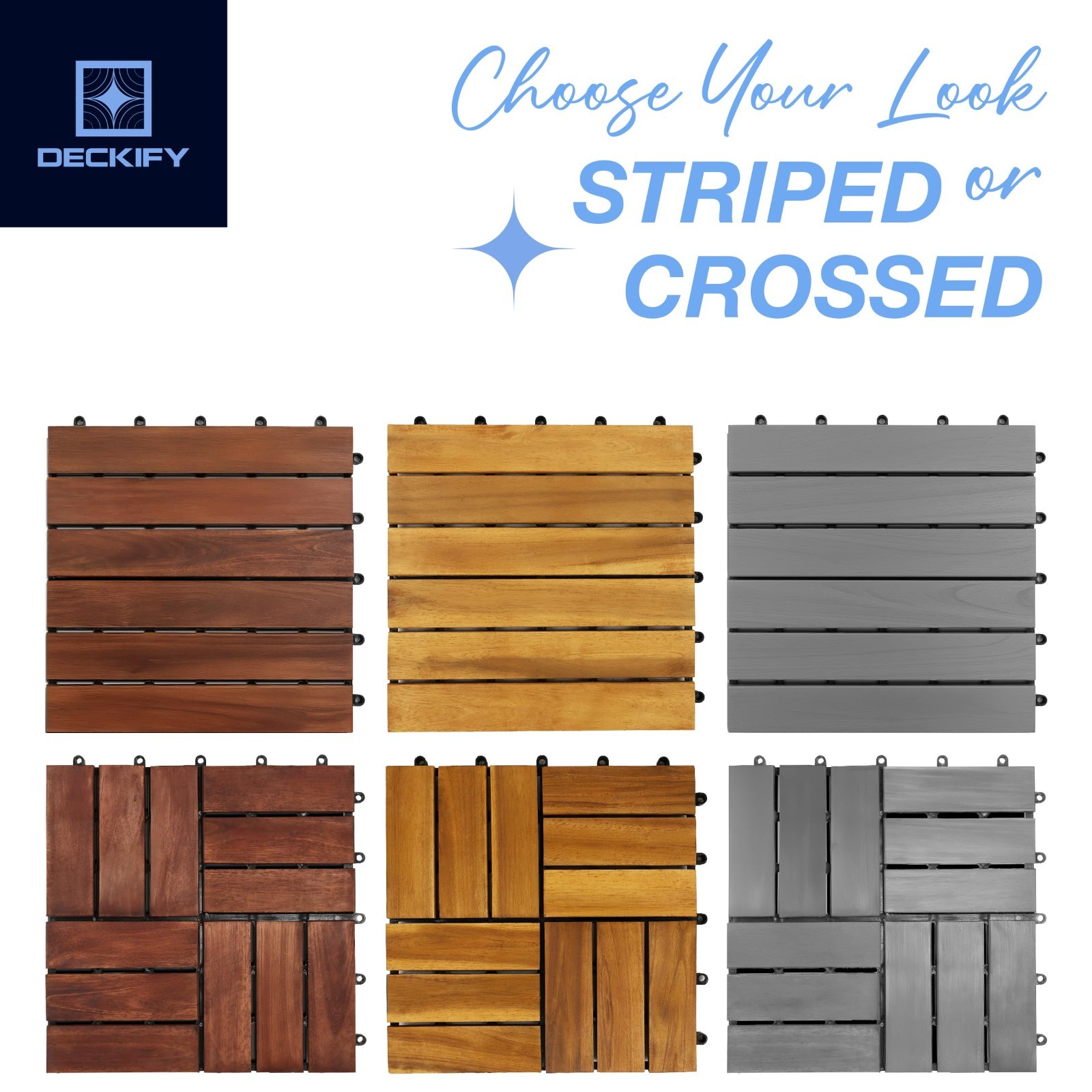 9Pcs Acacia Wood Interlocking Patio Deck Tiles 12″x12″ Waterproof Outdoor Floori