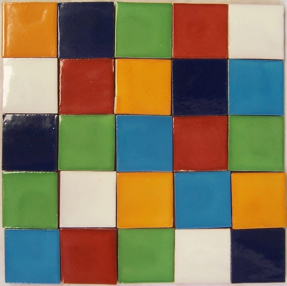 200 Mexican Talavera TILES 2×2 Clay Handmade Folk Art Mosaic Solid Colors Mixed