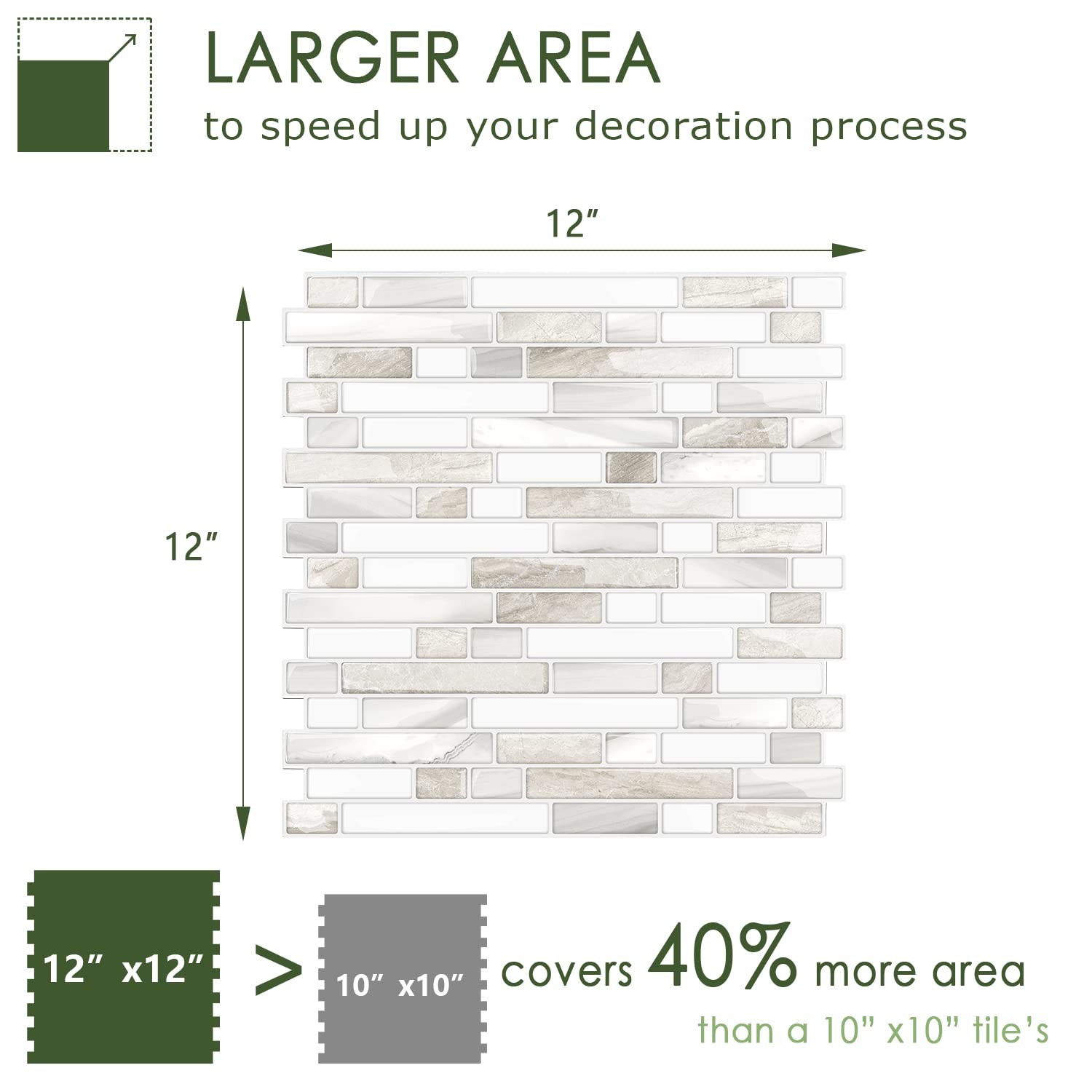 Thicker Peel Stick Tile Backsplash 12×12 Sample Sheet Kitchen Bathroom Easy DIY