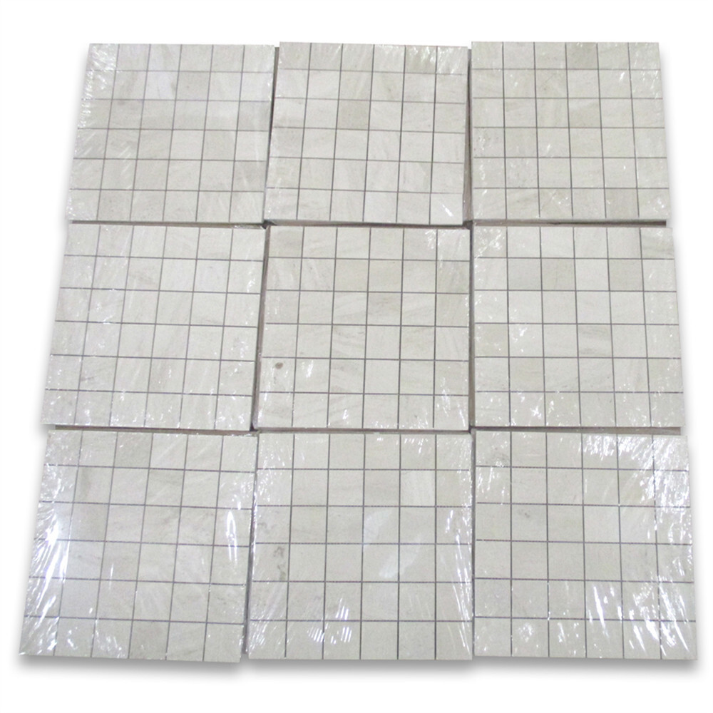 H25XH Golden Beach Moleanos Beige Limestone 2″ Square Grid Mosaic Tile Honed