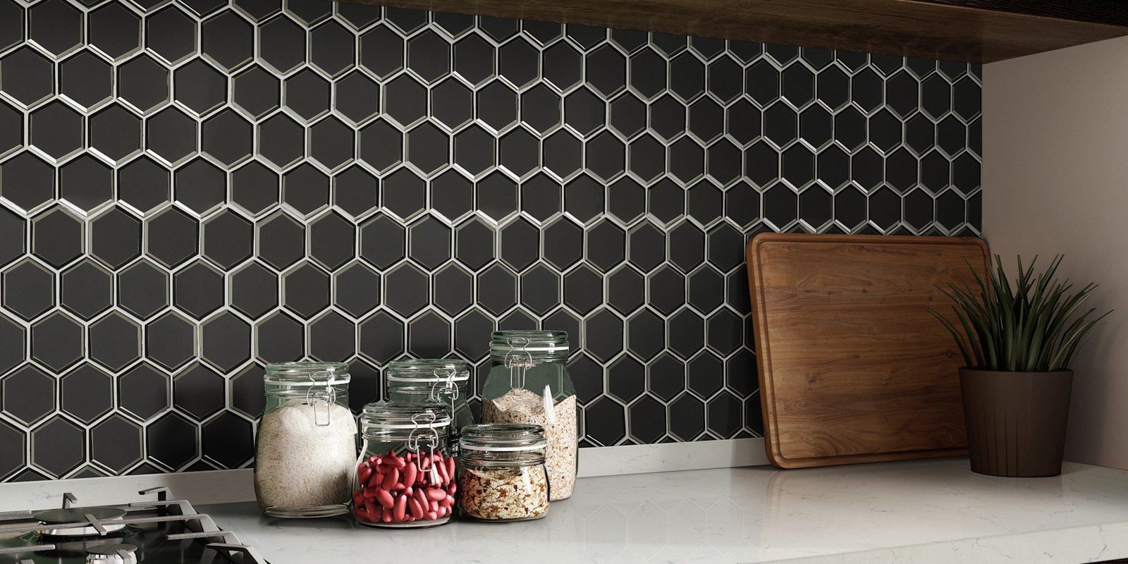 Ackland AKM-G-RI3X3BHX-CA Rivella – 11″ x 12″ Glass Geometric – Sage Edge