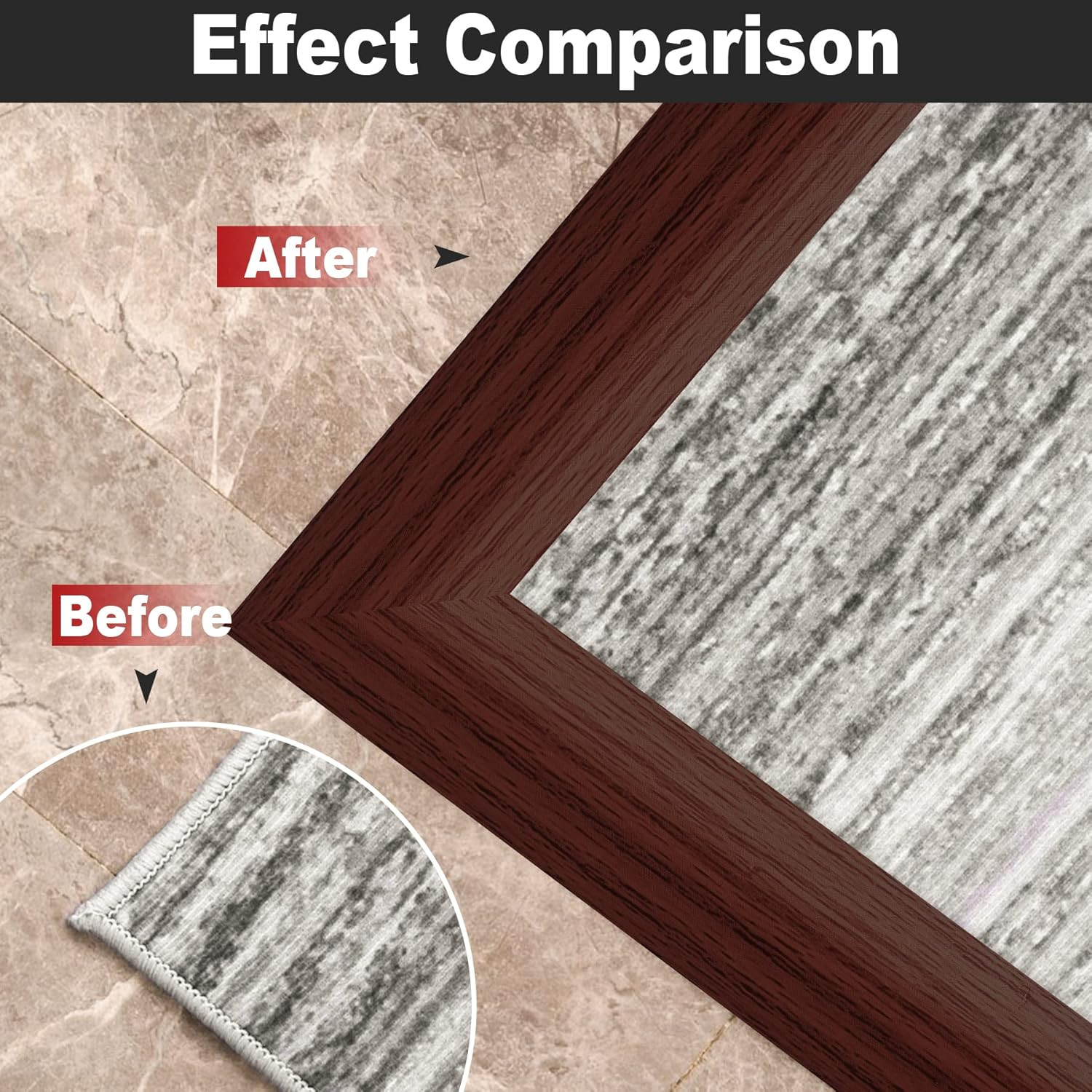 20Ft Carpet Floor Transition Strip, Self Adhesive Floor Edging Trim Strip, PVC T