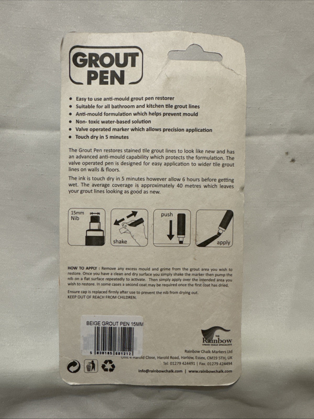 Grout Pen Beige Tile Paint Marker: Waterproof Tile Grout Colorant Pen – Wide Tip