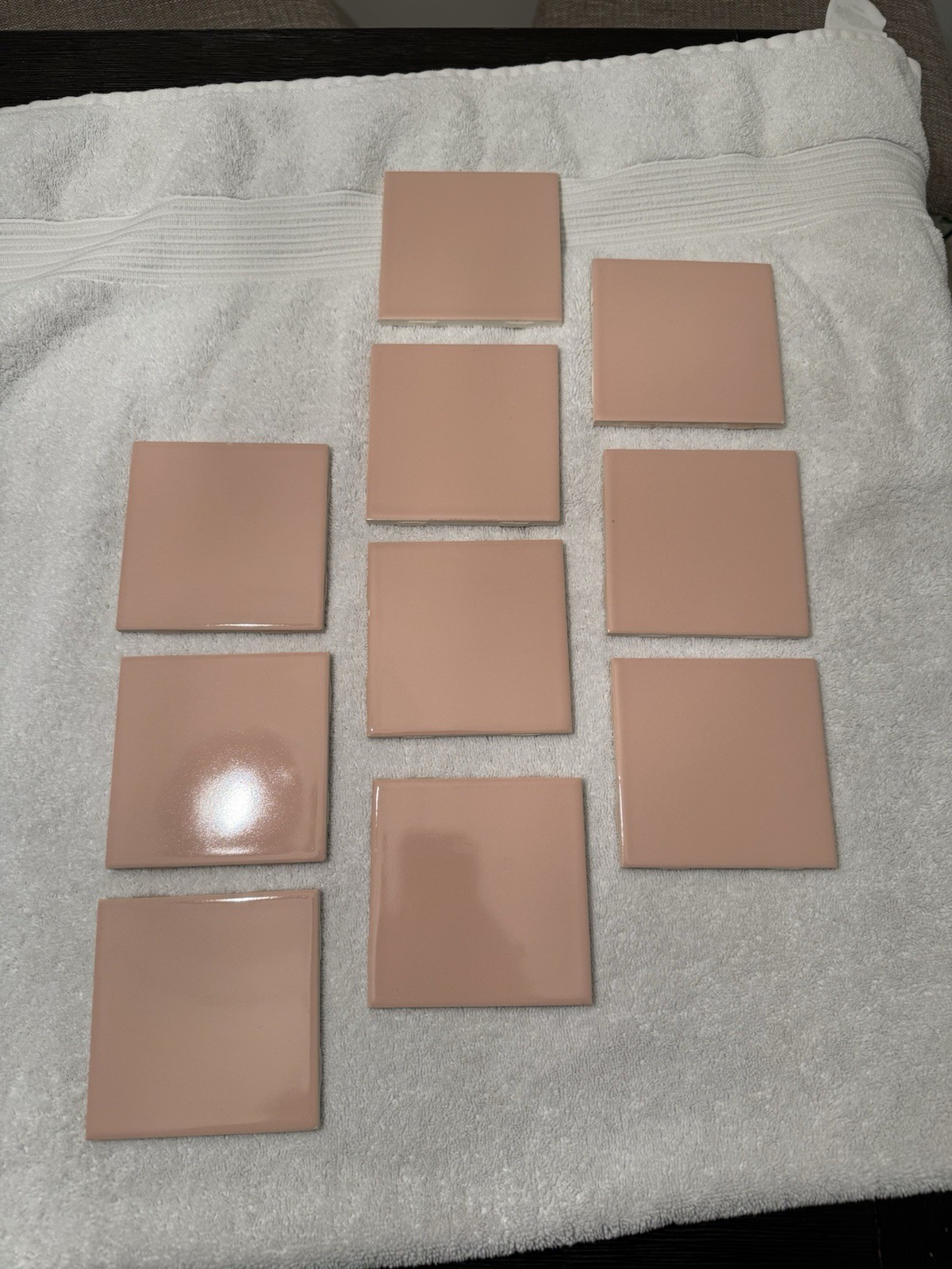 Lot 10 Tiles -vintage MCM Romany Tiles Glossy USA 4-1/4″ Pink tile New Old Stock