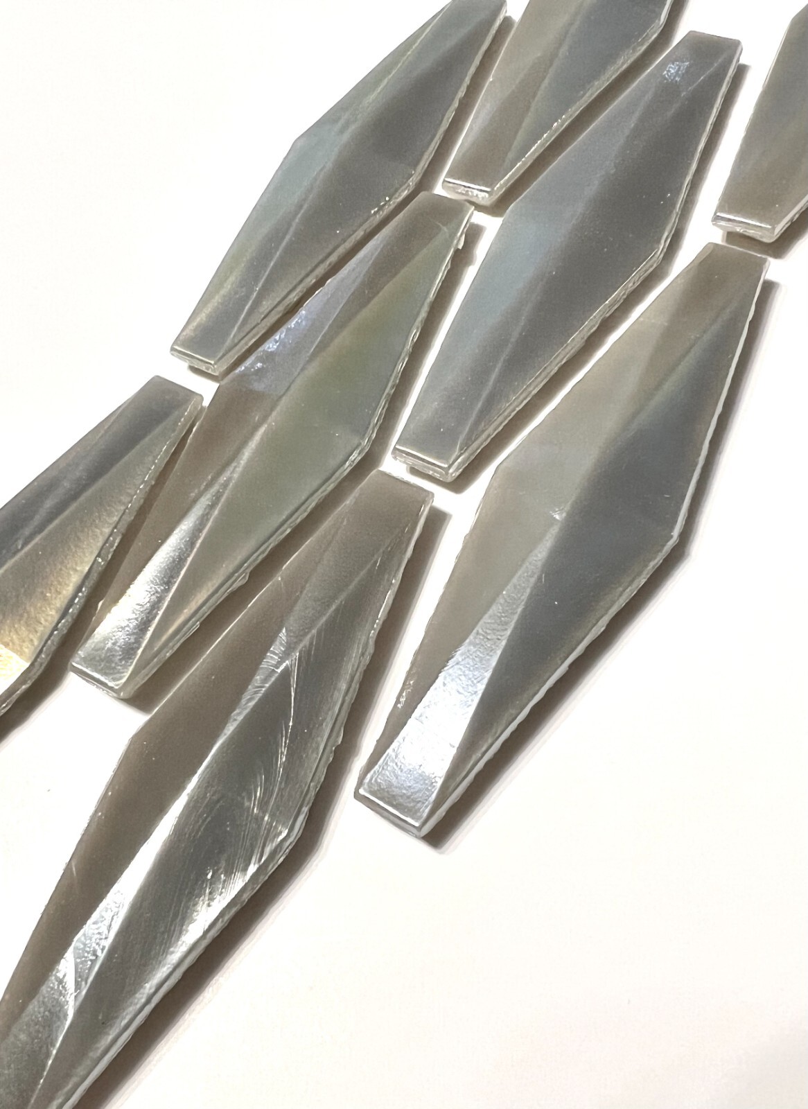 1×4 Diamond Shape Iridescent Sparkly 3D Glass Wall Tile Arts Crafts (Pack of 10)