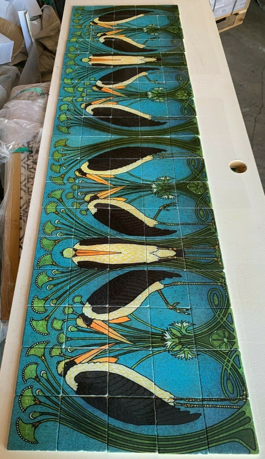 Art Nouveau Marabou Stone Marble Tile Mural Backsplash 36×20 William Morris