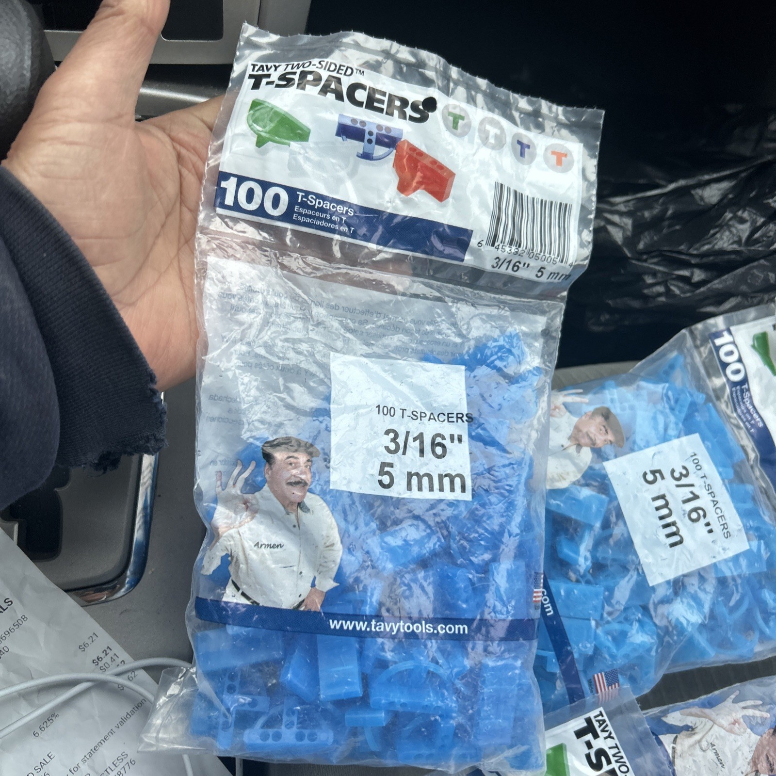 Lot of 7 100-Pack TAVY Two Sided 3/16 (5mm) T-Shaped Tile Spacers Blue Plastic