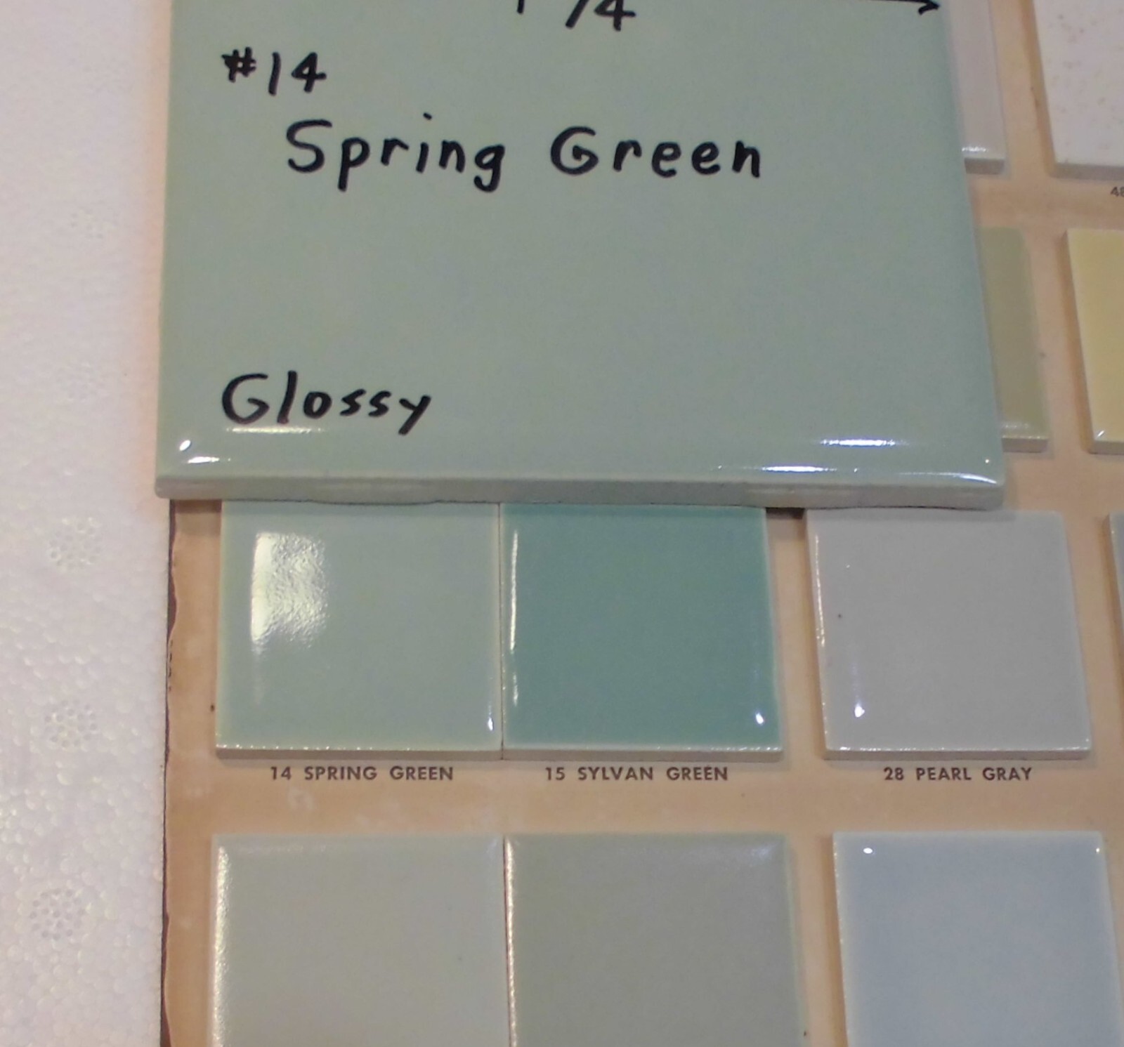 1 pc. Vintage Spring Green: 4-1/4″ Glossy Ceramic Tile by American Olean, NOS