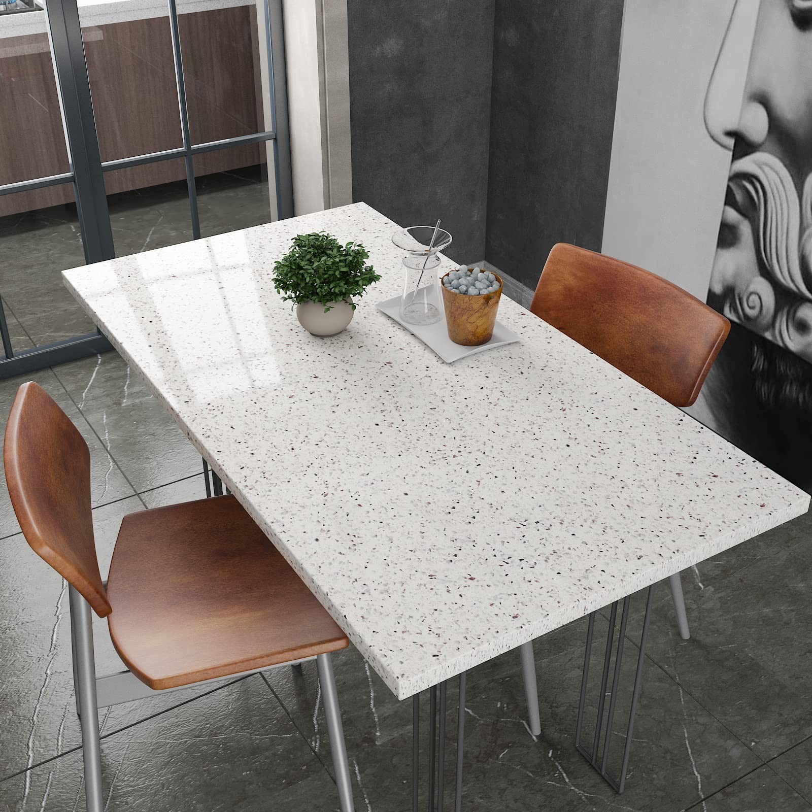 CRE8TIVE Granite Contact Paper for Countertops Waterproof 12″x354″ Glossy Gra…