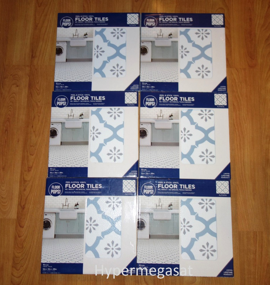 Floor Pops Adhesive Floor Tiles Peel & Stick 60 Tiles 10 Packs Alfama FP2943