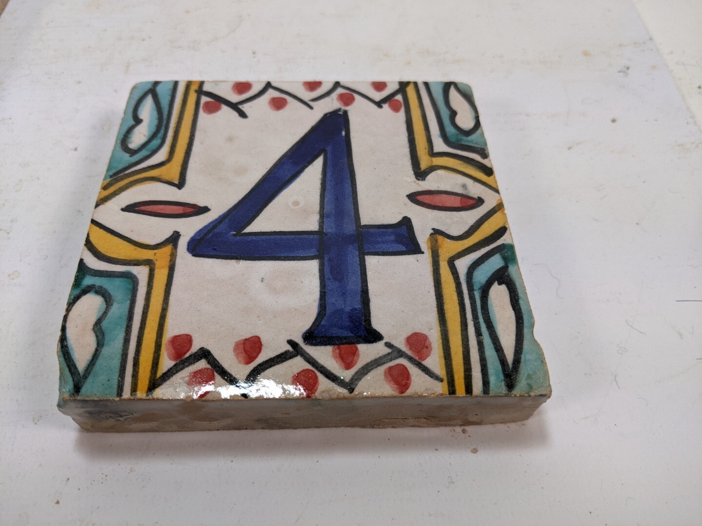 Moroccan Zellige House Number Tiles Number 4 Four 10cm/4 Inches