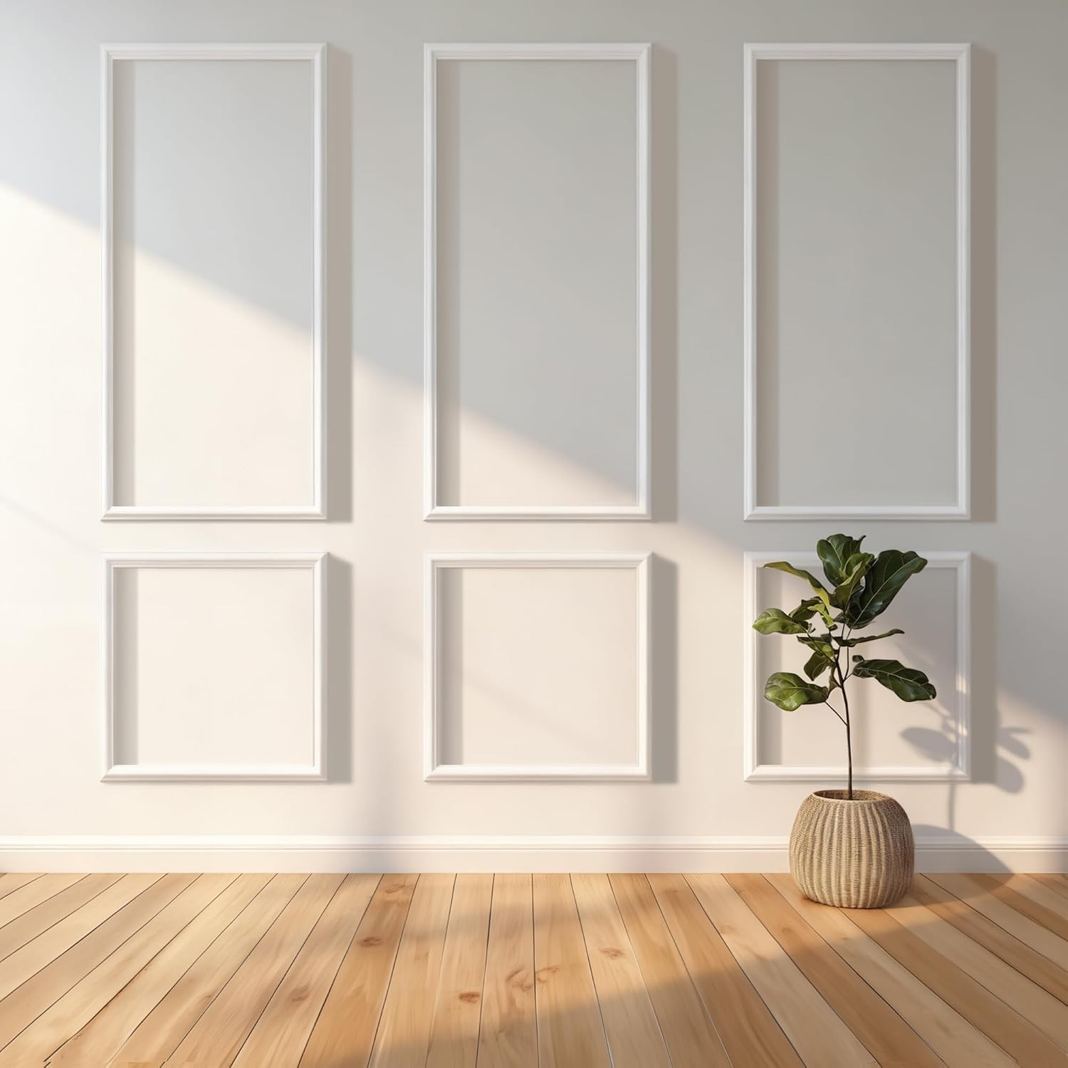 Pre-Cut Wall Molding Kit 3D Wainscoting Panels Ready to Assemble Interior Decor