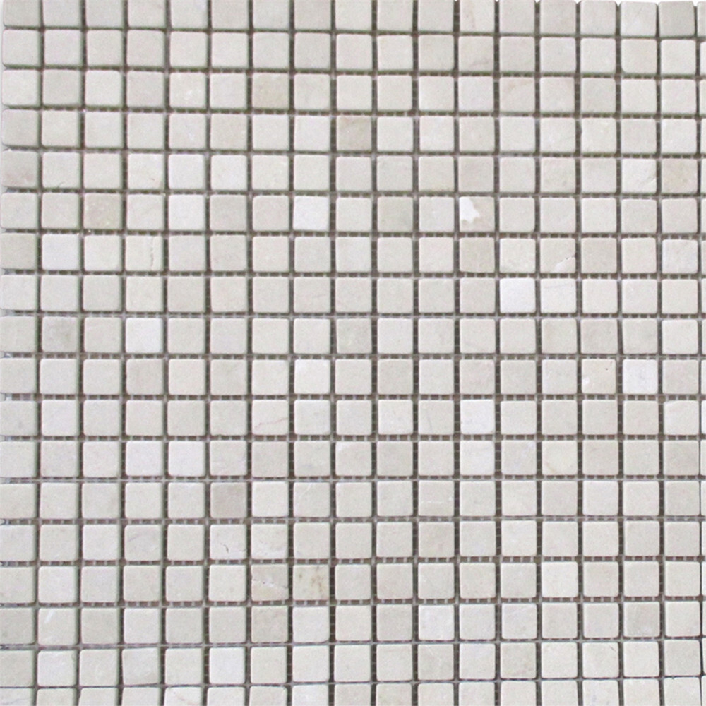 M22XT Tumbled Crema Marfil Marble 5/8×5/8 Square Mosaic NonSlip Shower Tile