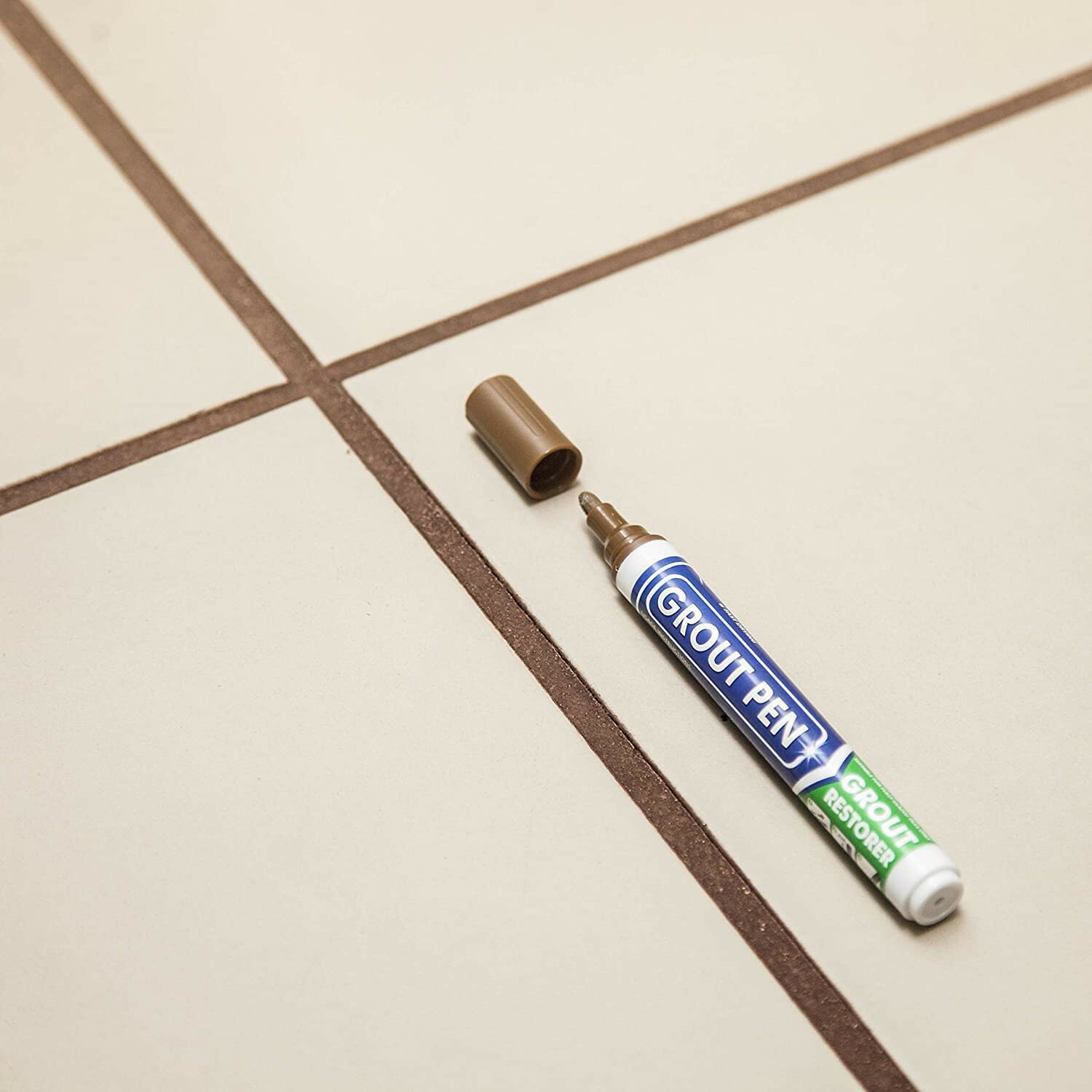Grout Pen Brown Tile Paint Marker: Waterproof Tile Grout Colorant w/ Extra Tips
