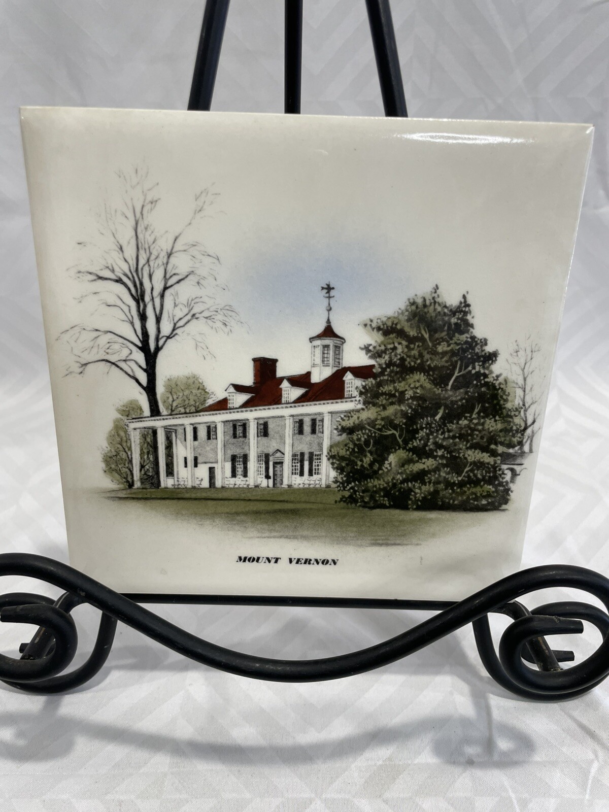 Mount Vernon Decorative Souvenir Ceramic Tile Trivet Cork Back Delano Studios