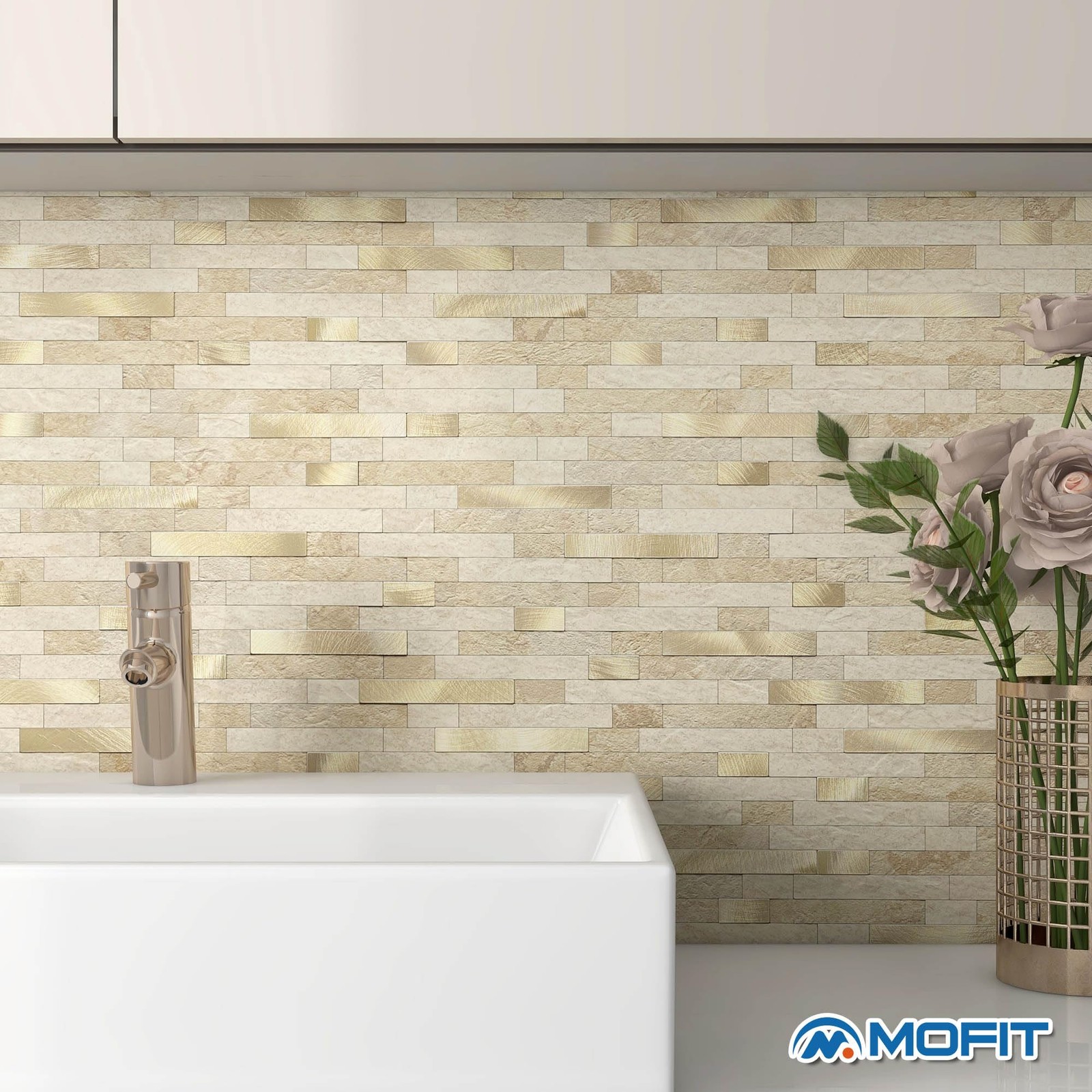 MOFIT 3D Stone Brick Backsplash Tile for Kitchen Peel and Stick Self-Adhesive…