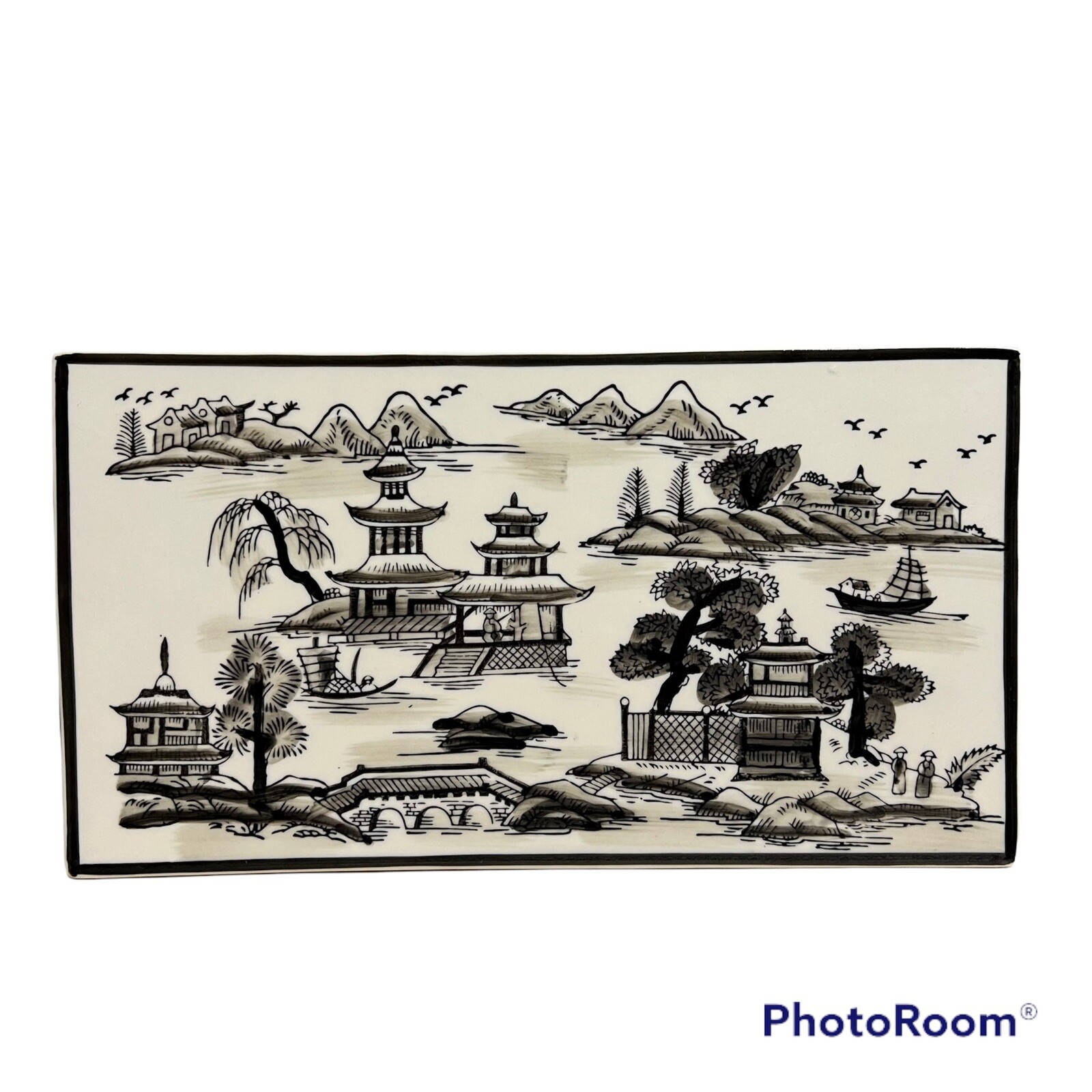 Asian Pagoda Art Wall Decoration Rectangle Tile 11.5” x 6.5”