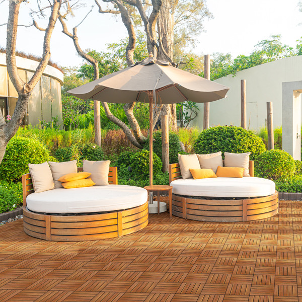 27pcs Wood Interlocking Deck Tiles 11.8″x11.8″ for Balcony Garden Backyard