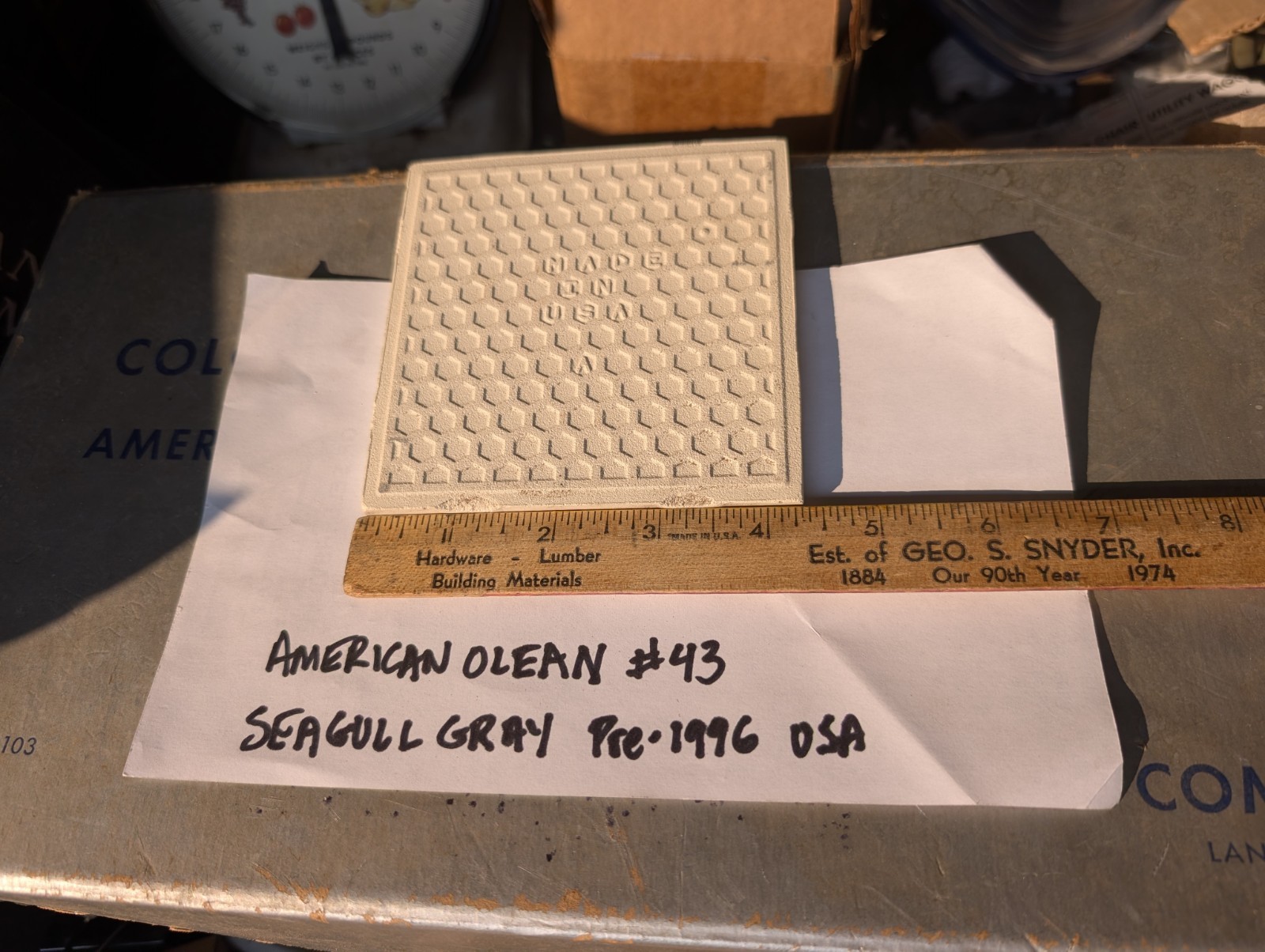 2 pcs American Olean Gloss Seagull Gray #43 Ceramic Tile 4-1/4″ USA Original