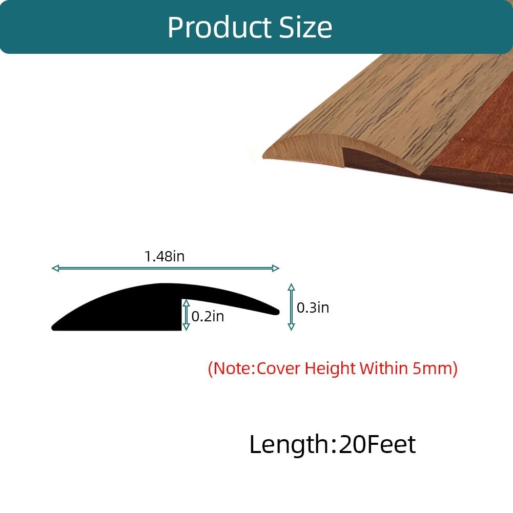 Self-Adhesive Carpet to Tile Transition Strip Edging Trim – 20Ft Brown, 5mm Heig