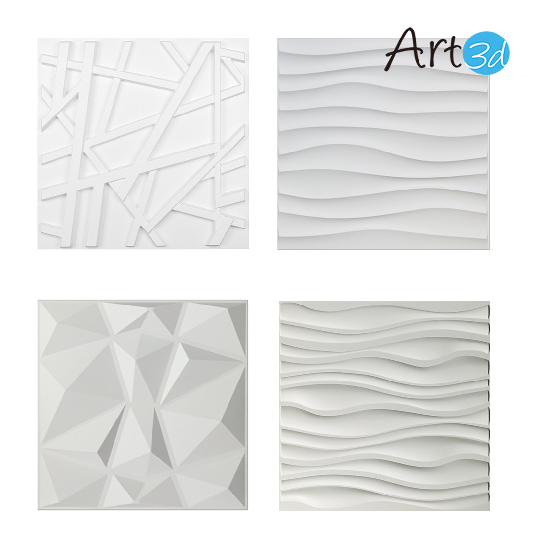 Art3d 3D Wall Panels Home Decor TV Background Board,19.7×19.7 ,12Pcs,32 SF