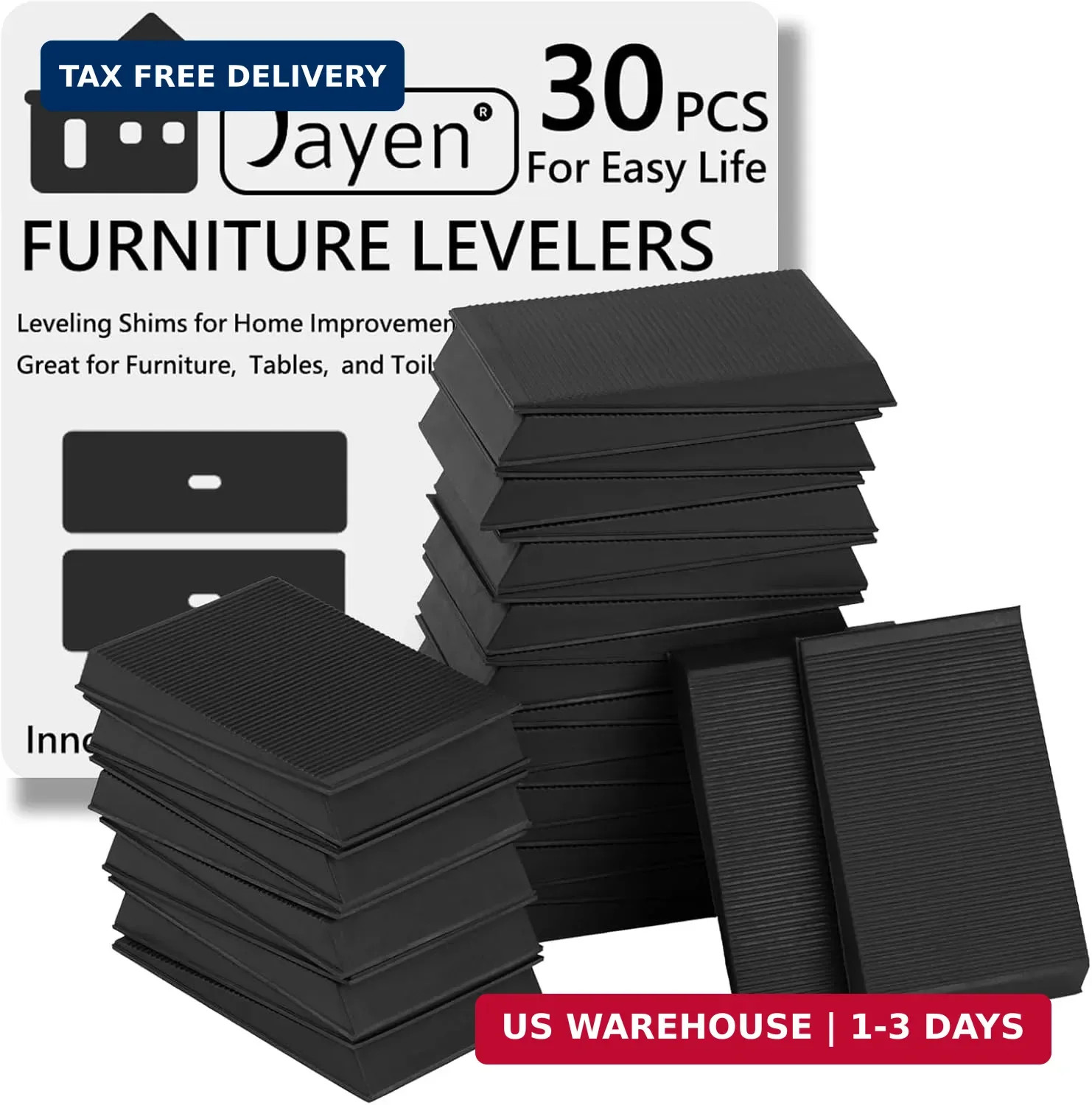 Furniture Levelers, 30Pcs Flexible Multi-Purpose Rubber Shims for Leveling – Pre