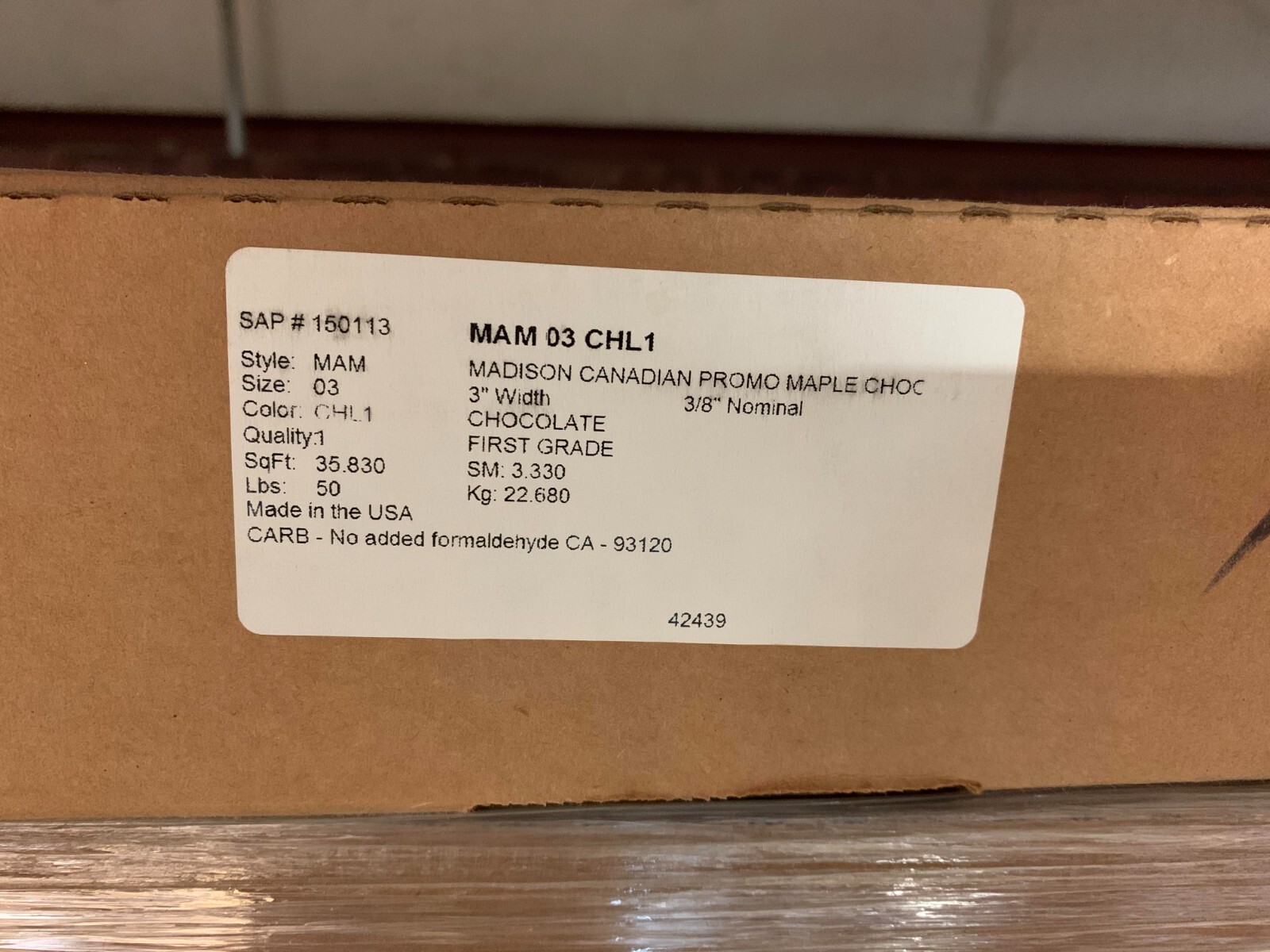 Mannington HARDWOOD FLOORING AMERICAN MADISON MAPLE CHOCOLATE 3/8 x 3 MAM03CHL1
