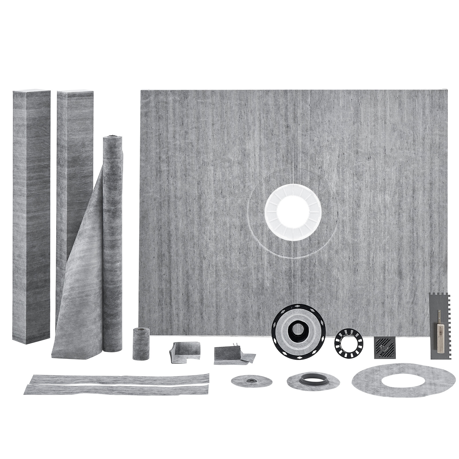 VEVOR PVC Shower Curb Kit Shower Pan Kit 60×48″ w/ 2″ Central Flange Waterproof