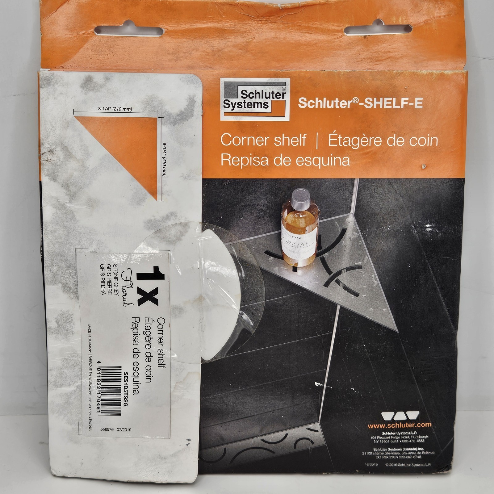 Schluter SHELF-E Triangular Floral Design Stone Grey SES1D5TSSG Shower Shelf