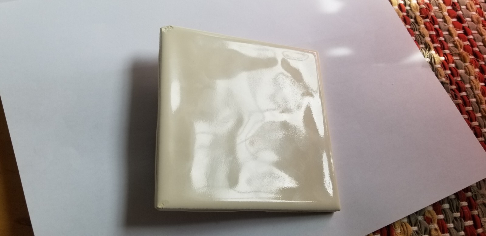 1 Almond Bullnose wavy polished surface 4-3/8″ Glossy Ceramic Florida Tile New