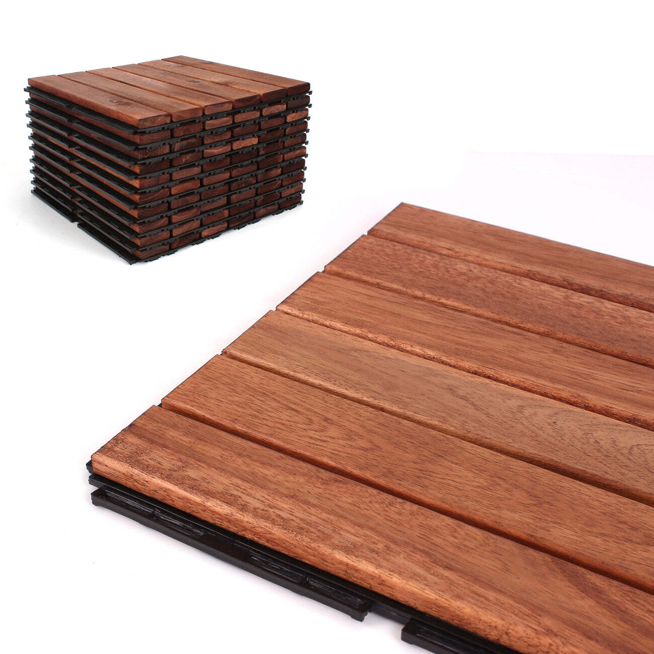 3rd Street Inn Deck Tiles – Interlocking Acacia Patio Tiles -Oiled Acacia Finish