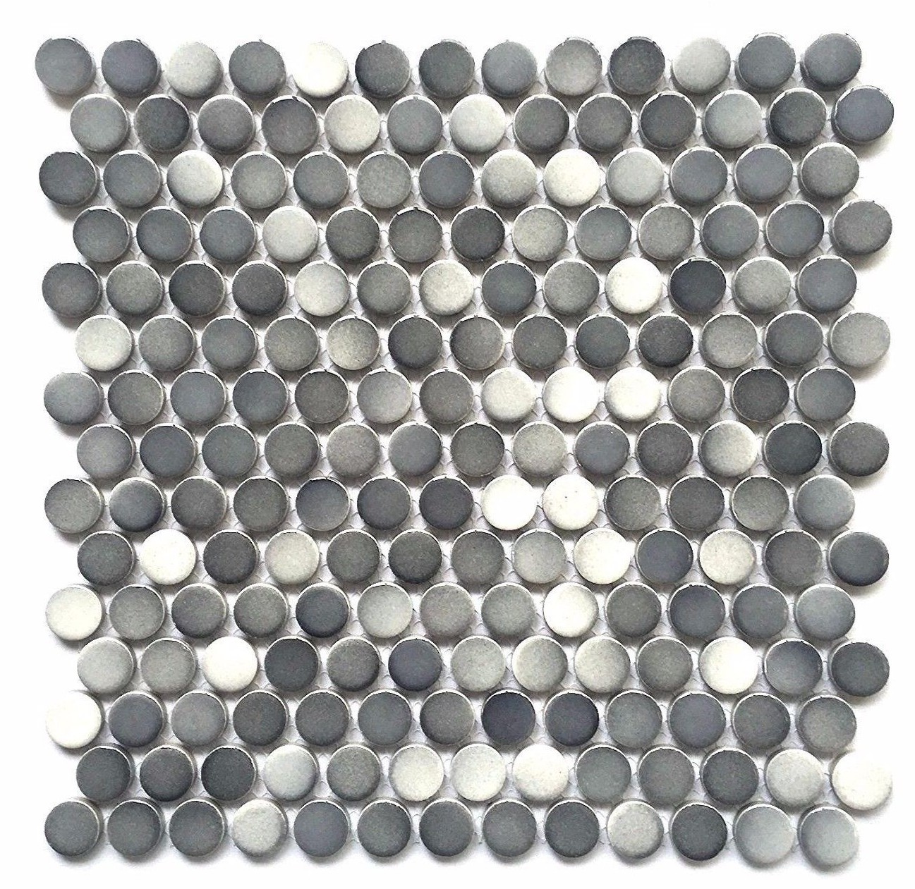 3/4 x 3/4 Penny Round Multi Gray Porcelain Mosaic Wall and Floor (5 PACK)