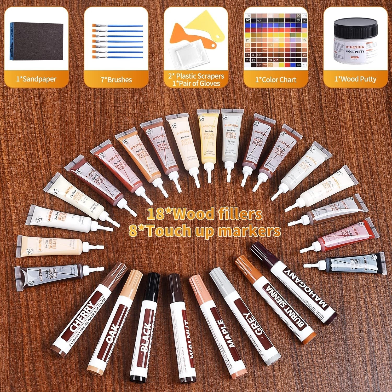 Wood Floor Scratch Repair Kit – 39pcs Furniture Repair Set for Hardwood Laminate
