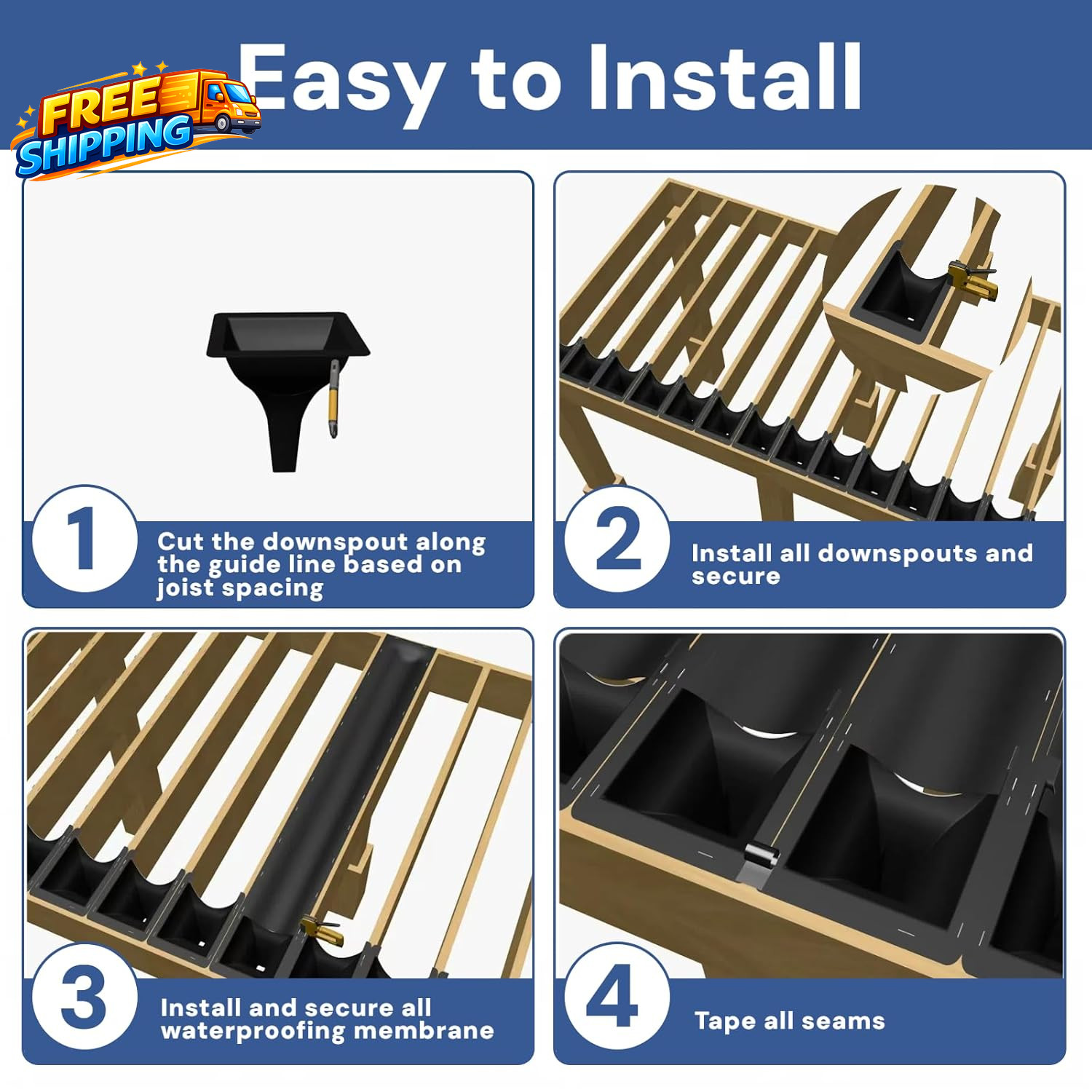 1PCS 50FT Black Waterproofing Membrane Black for under Deck Drainage System