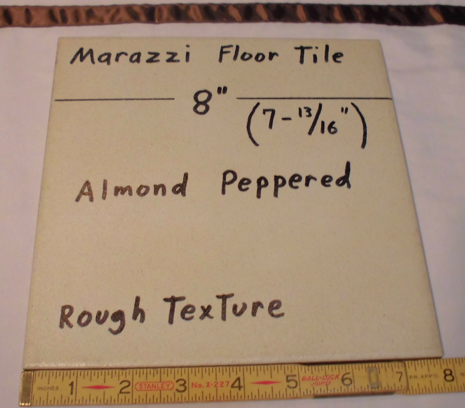 1 pc. “Almond-Off White” Peppered Textured-Ceramic / Porcelain Floor Tile 8″