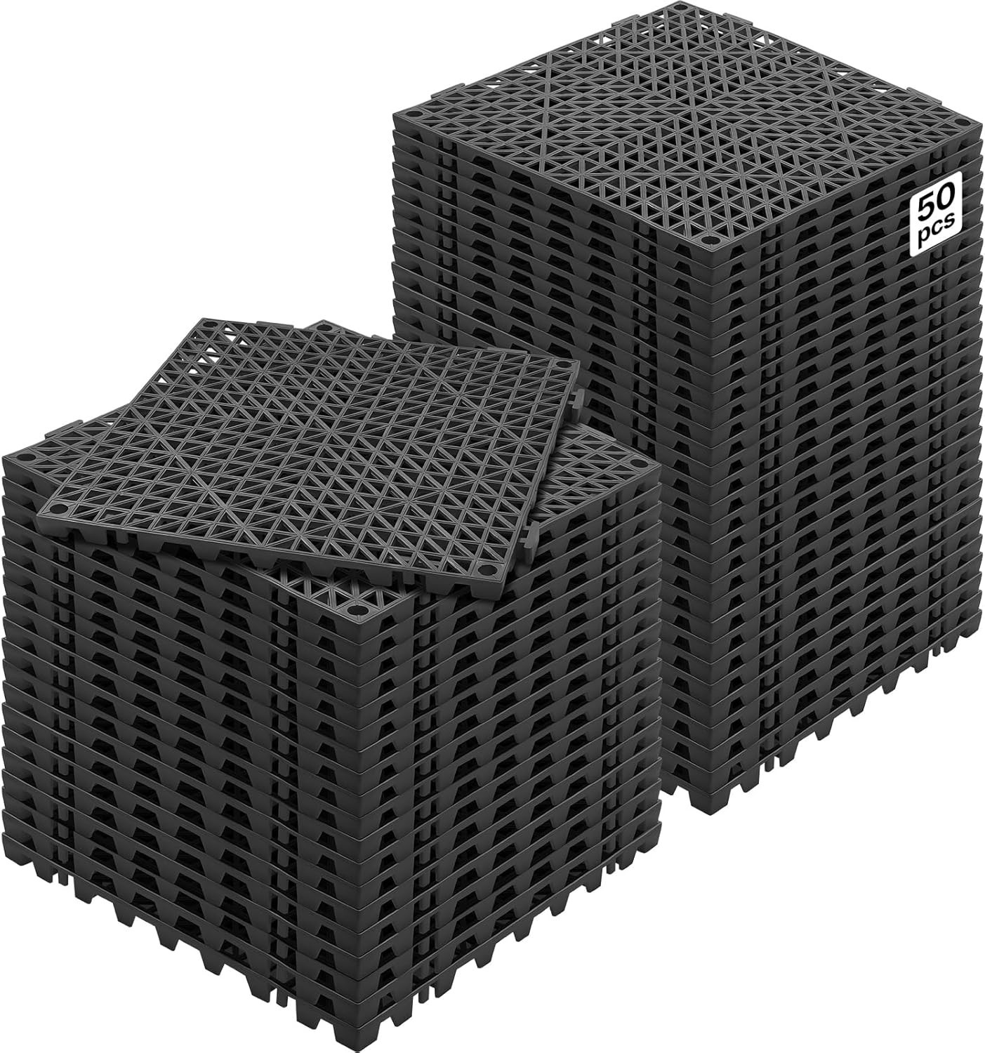 Interlocking Tile 50PCS Black, Drainage Tiles 12″ x 12″ Splicing, Soft PVC In…