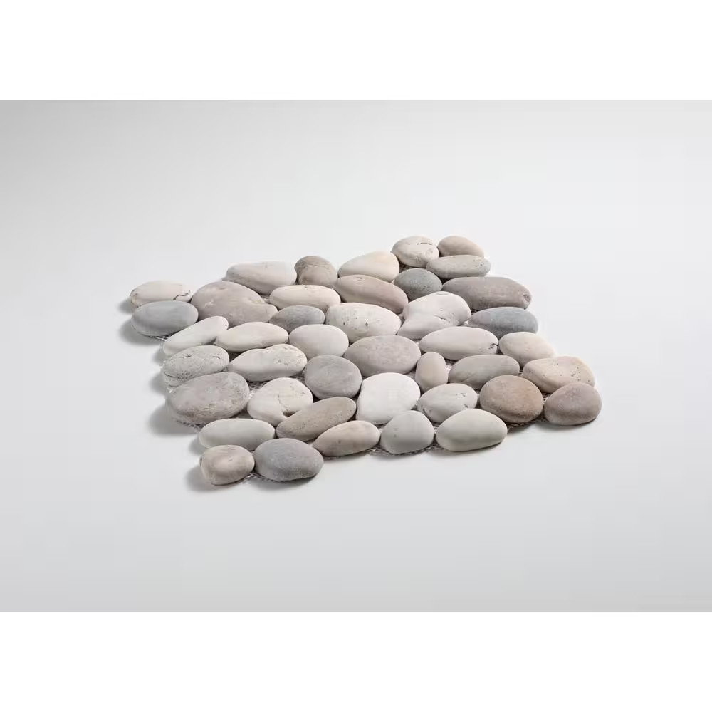 Classic Pebble Tile Grey/White/Tan/Natural 11-1/4 In. X 11-1/4 In. X 9.5Mm Mesh-