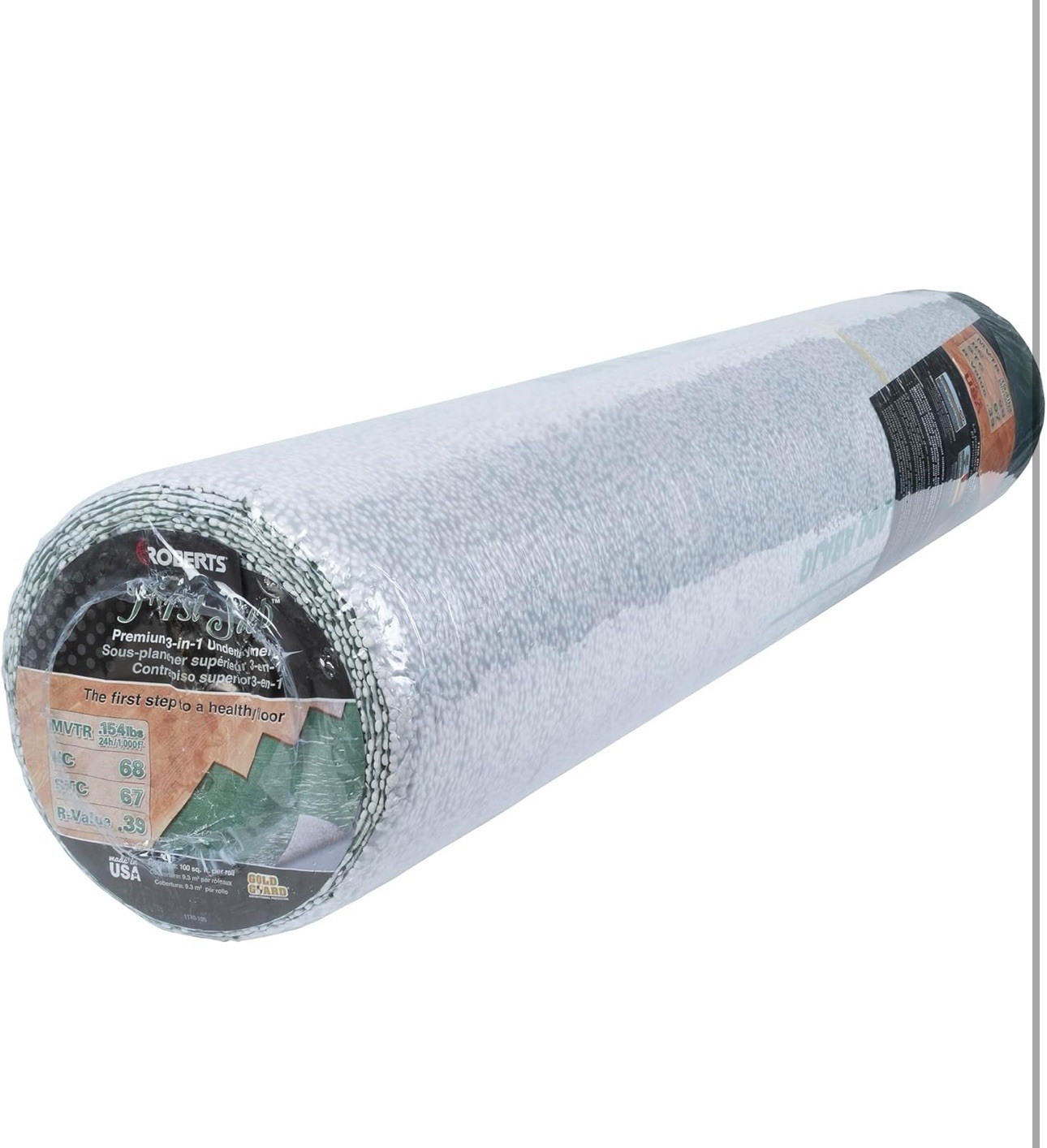 ROBERTS First Step Premium Underlayment – 100 sq. ft. Roll – 40″ x 30′ x 2 mm