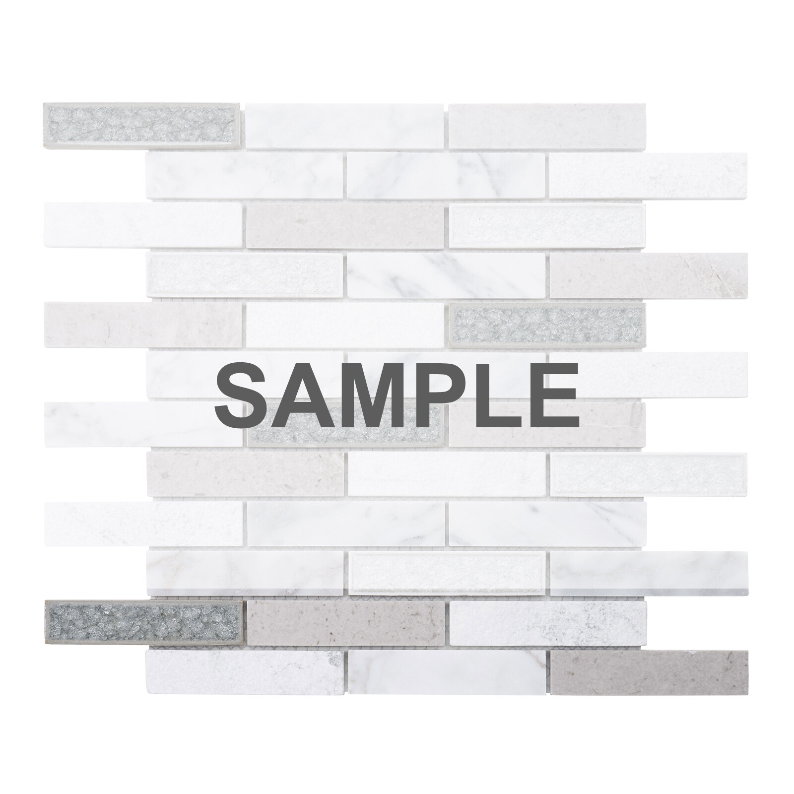 Calacatta White Gray Stone Marble Crackle Glass Mosaic Tile Kitchen Backsplash