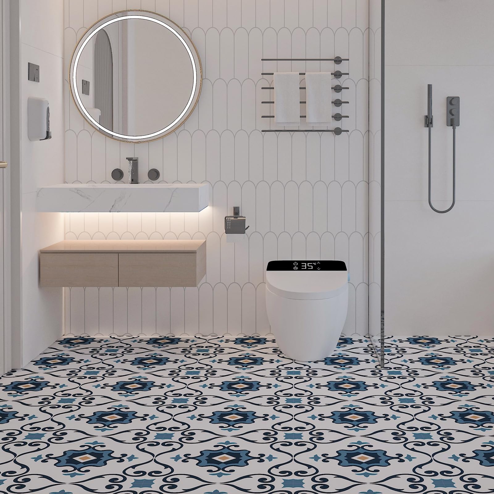 30-Pack Peel and Stick Floor Tiles, 12 x 12in Vinyl Flooring Tiles, Self-Adhe…