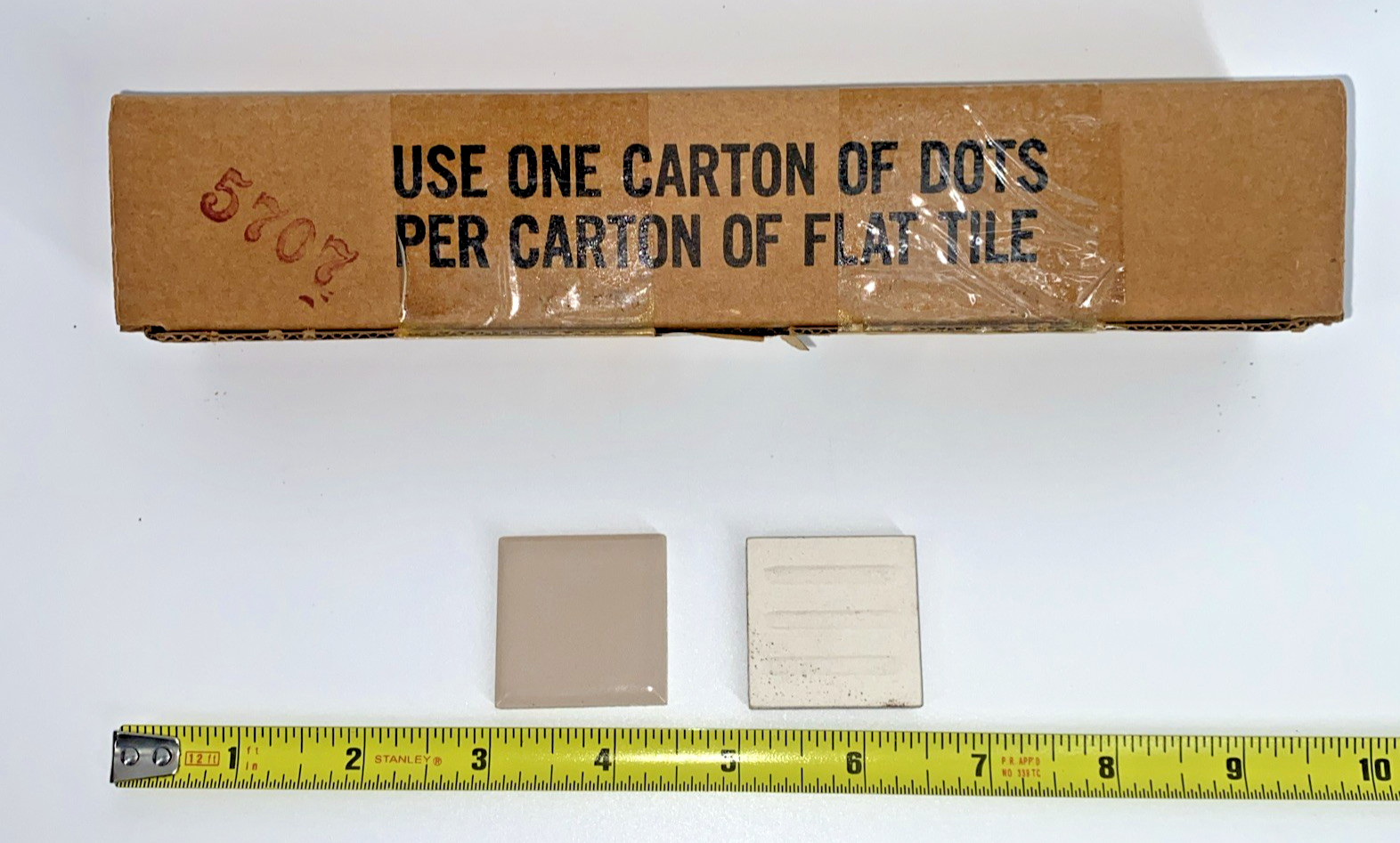 VTG Ceramic Tile Dot 1 3/8″ Fawn Beige Gloss Floor Wall Craft Square Flair 1.375