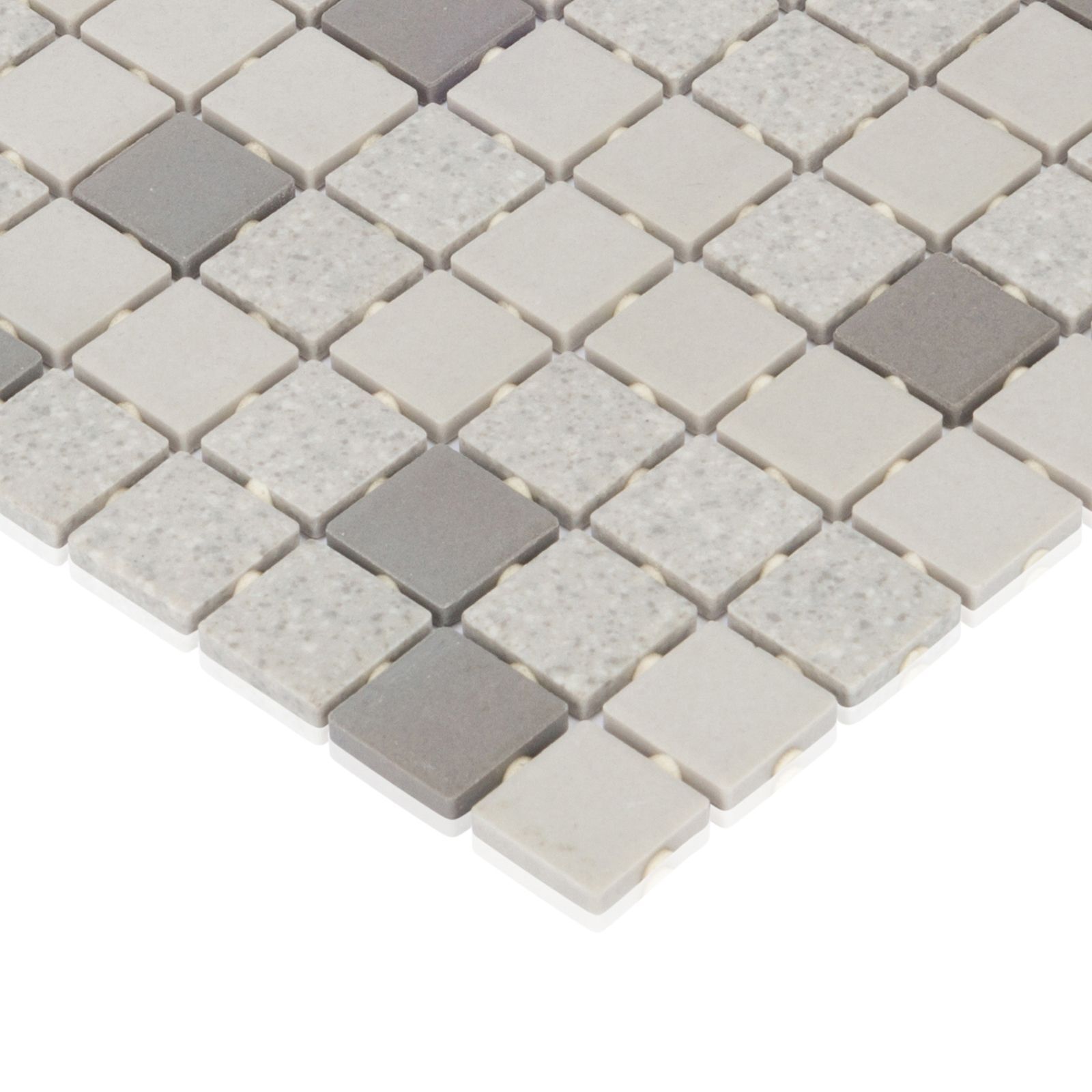 Ceramic 1″ x 1″ Grid Gray Earth Tone Mosaic Tile Backsplash Bath Shower TDH96MDR
